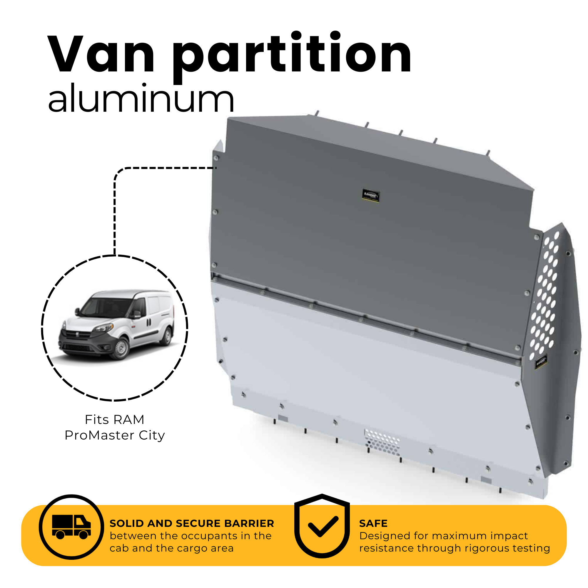 Contoured Cargo Van Partition, Solid, Ram ProMaster City – 3010-PC