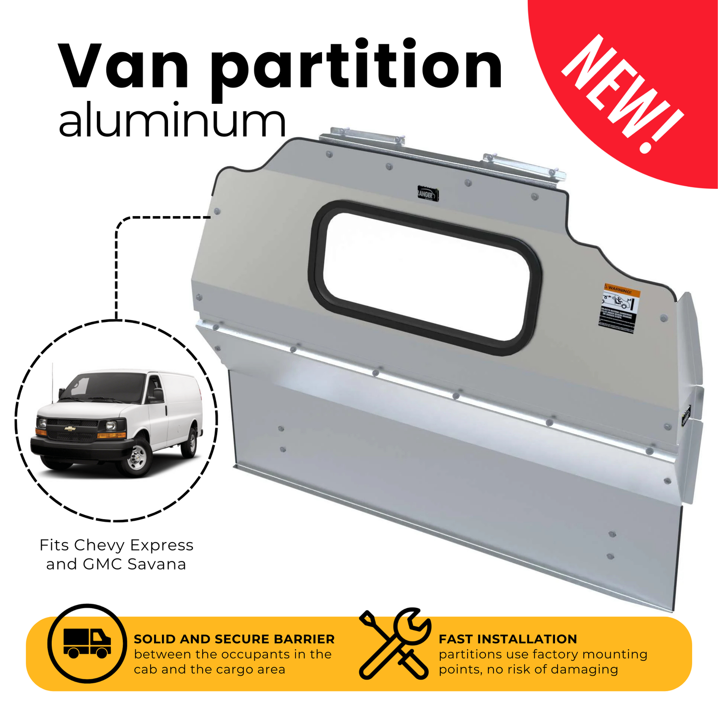 Contoured Cargo Van Partition, Savana/Express – 3020-GS