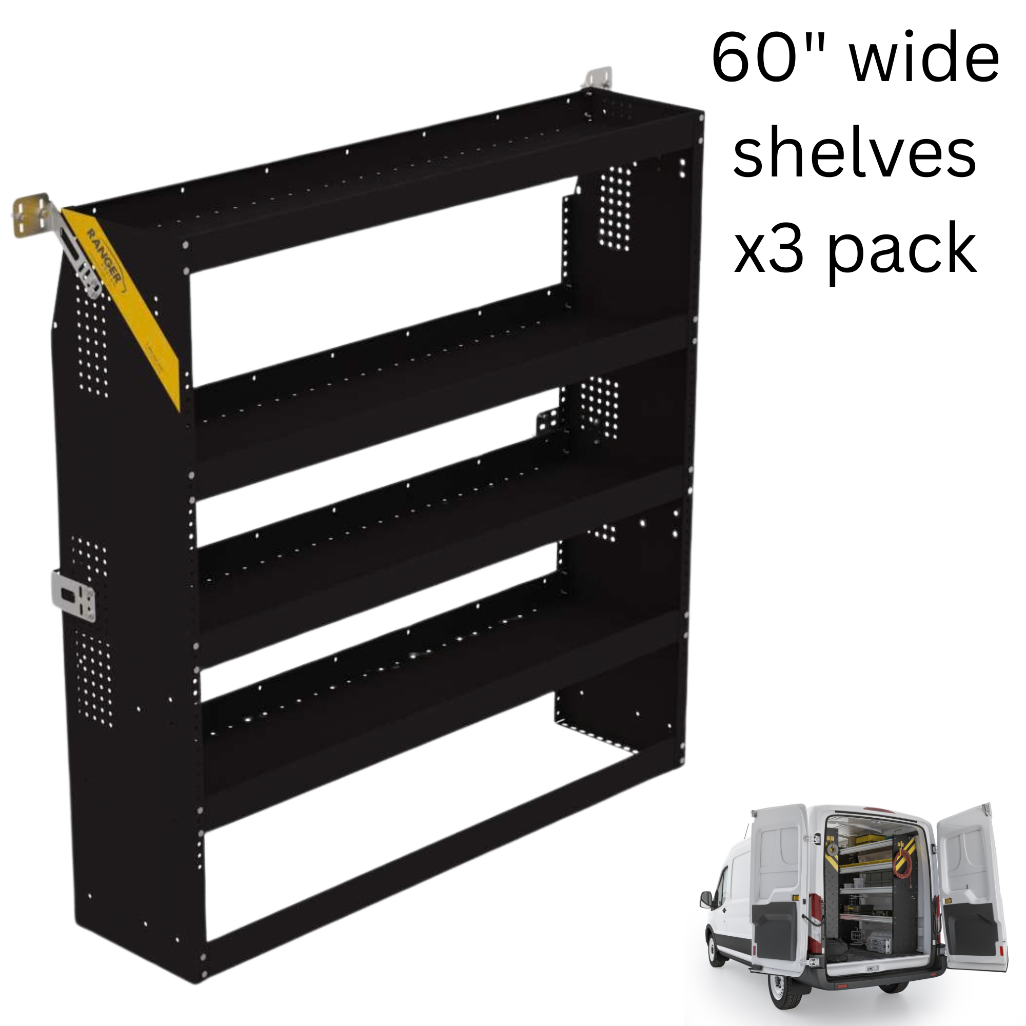 Van Shelving Package B-Series Steel Shelving Unit for High Roof Van, 3 pcs. 14″ x 62″ x 60″ (Set of  3 Shelving Units) - B5-RS60-4 x3