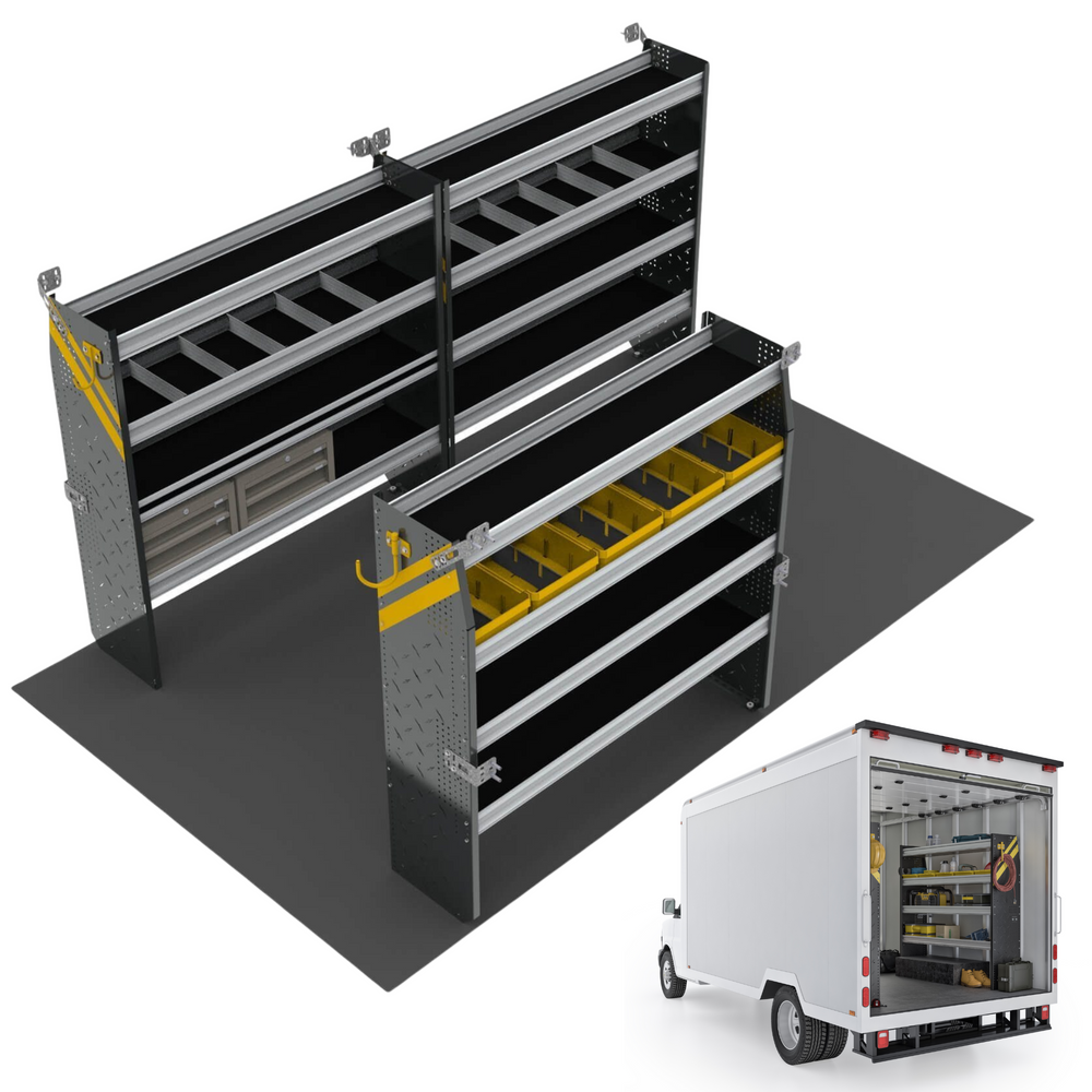 
                      
                        Mobile Service & Plumbing Van Shelving Package, 14′ Box Truck/Enclosed Trailer – BTL-16
                      
                    