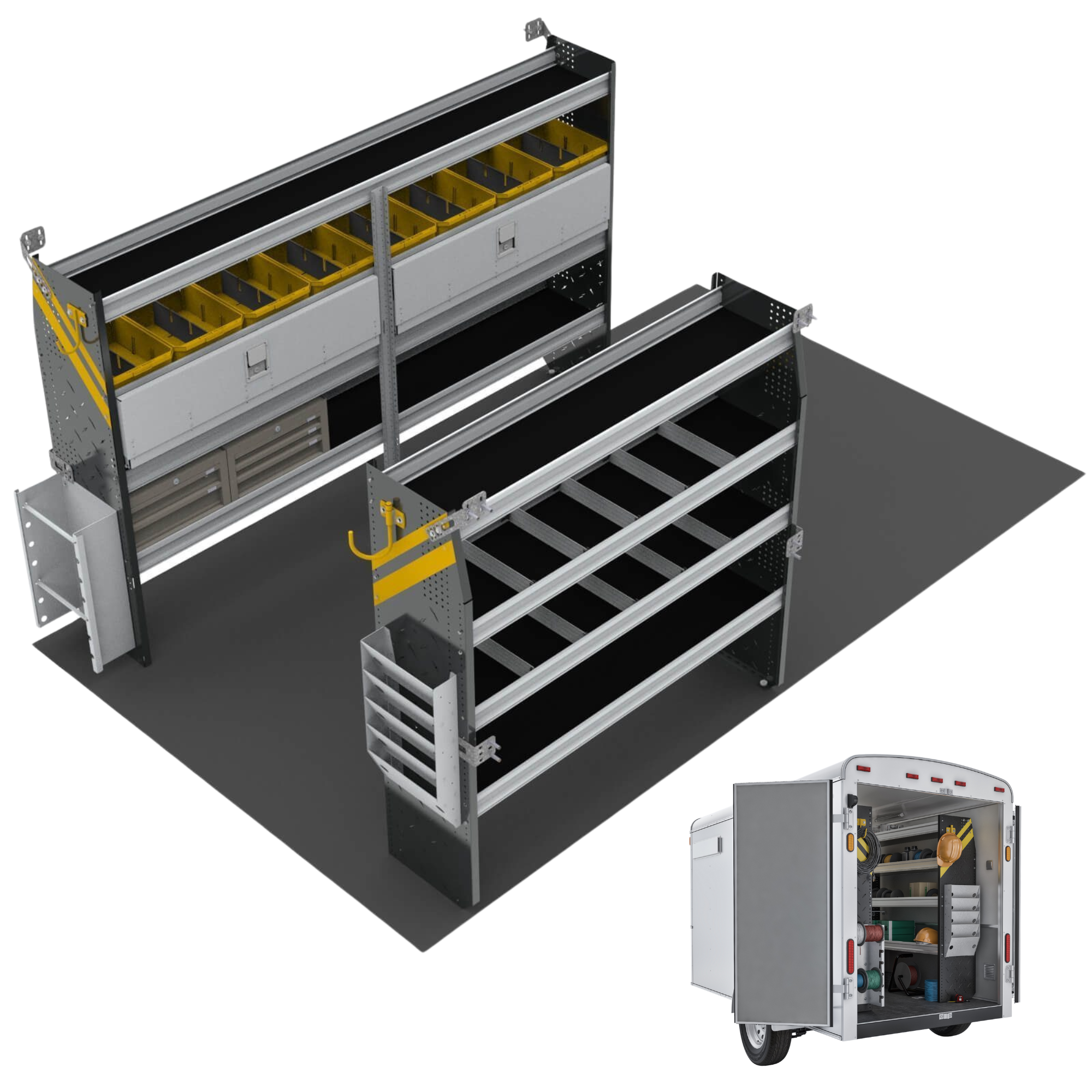 Electrician Van Shelving Package, 10′ Box Truck/Enclosed Trailer – BTS-11