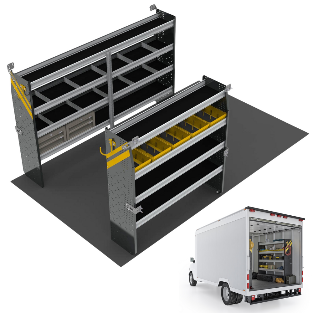 
                      
                        Mobile Service & Plumbing Van Shelving Package, 10′ Box Truck/Enclosed Trailer – BTS-16
                      
                    