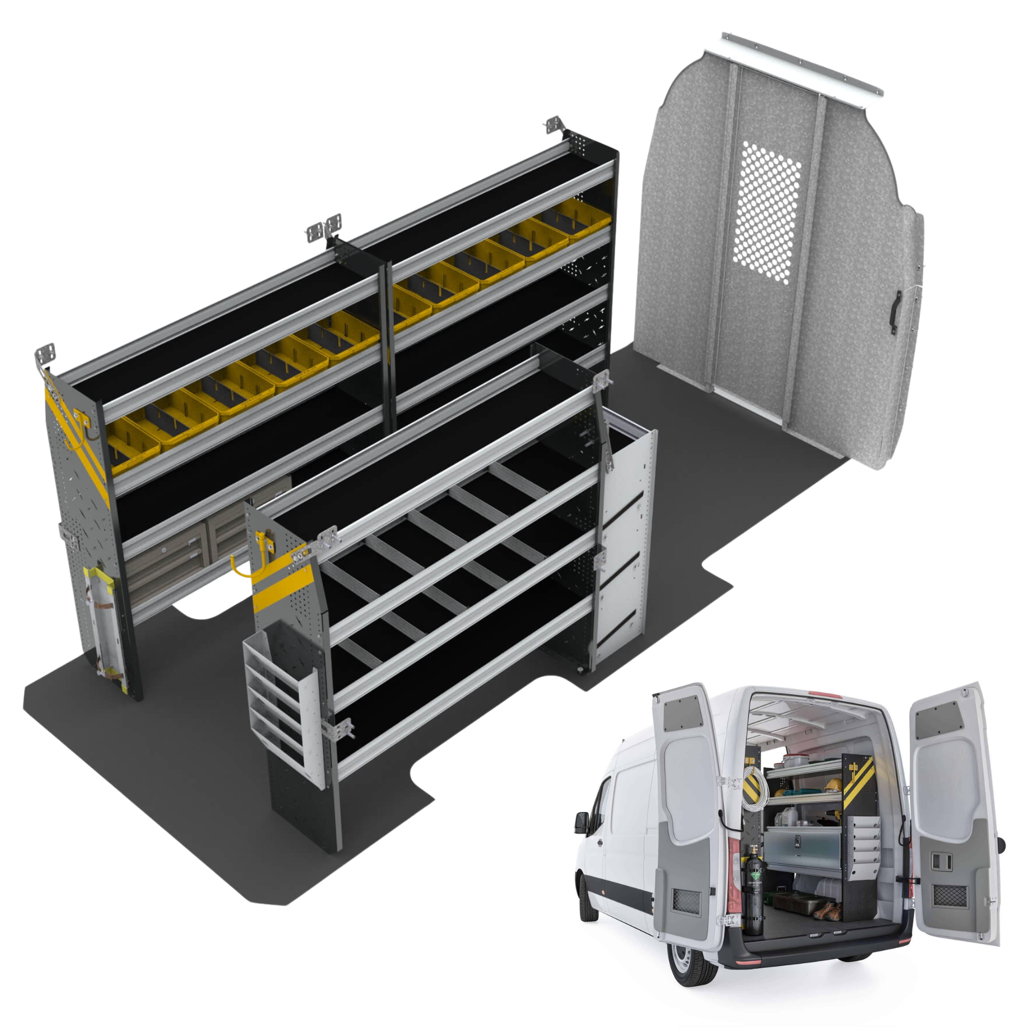 HVAC Van Shelving Package, Mercedes Sprinter, 170″ WB – DHL-12