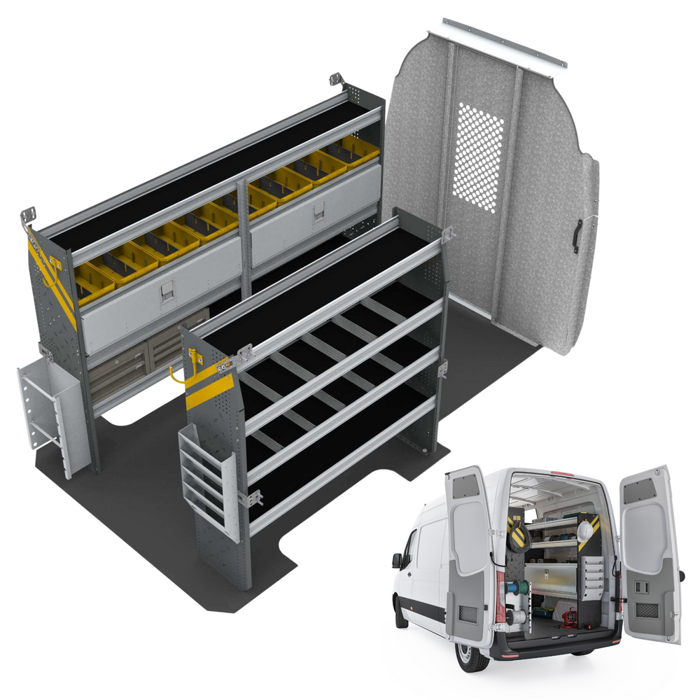 
                      
                        Electrician Van Shelving Package, Mercedes Sprinter, 144” WB – DHS-11
                      
                    