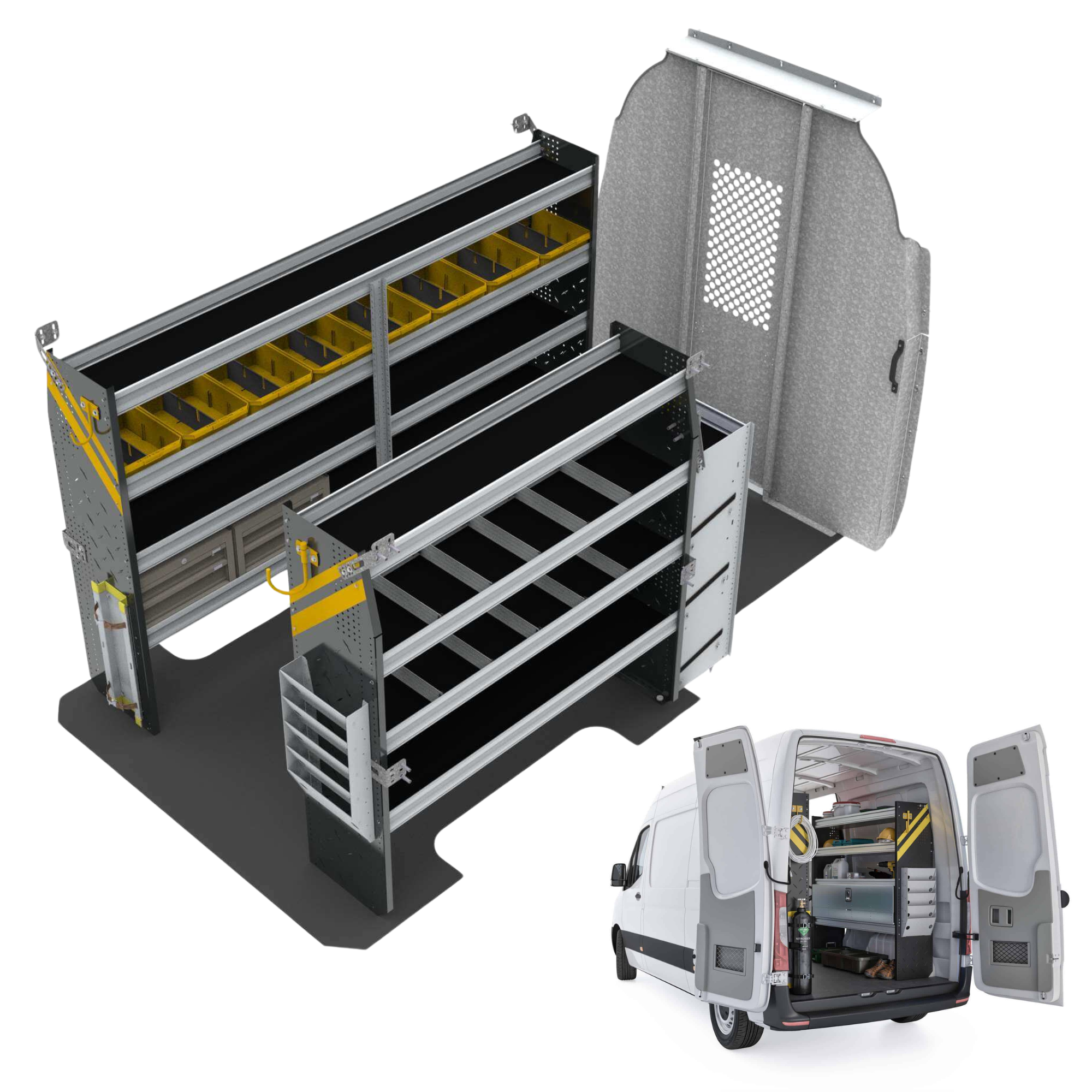 HVAC Van Shelving Package, Mercedes Sprinter, 144″ WB – DHS-12