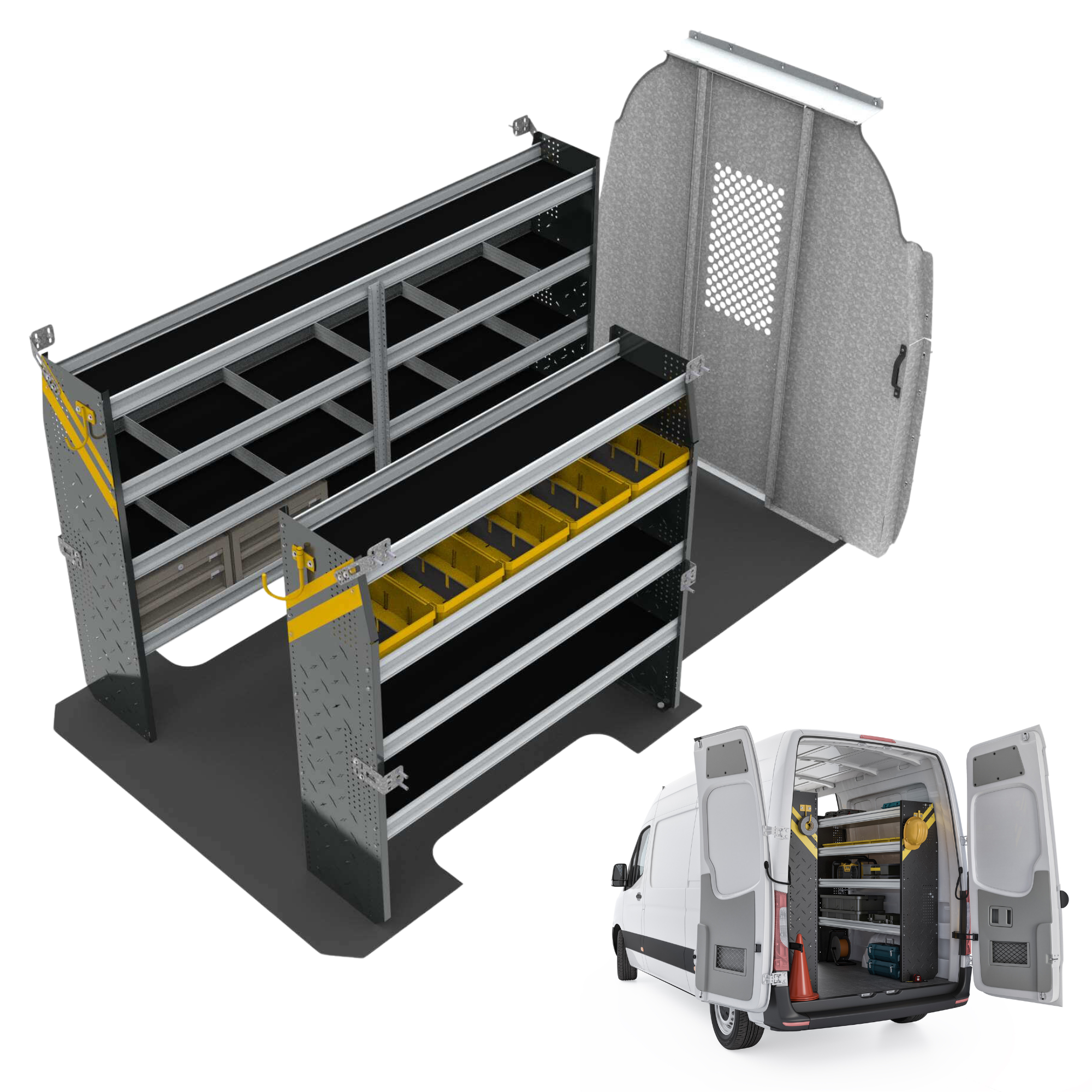 Mobile Service & Plumbing Van Shelving Package, Mercedes Sprinter, 144” WB – DHS-16
