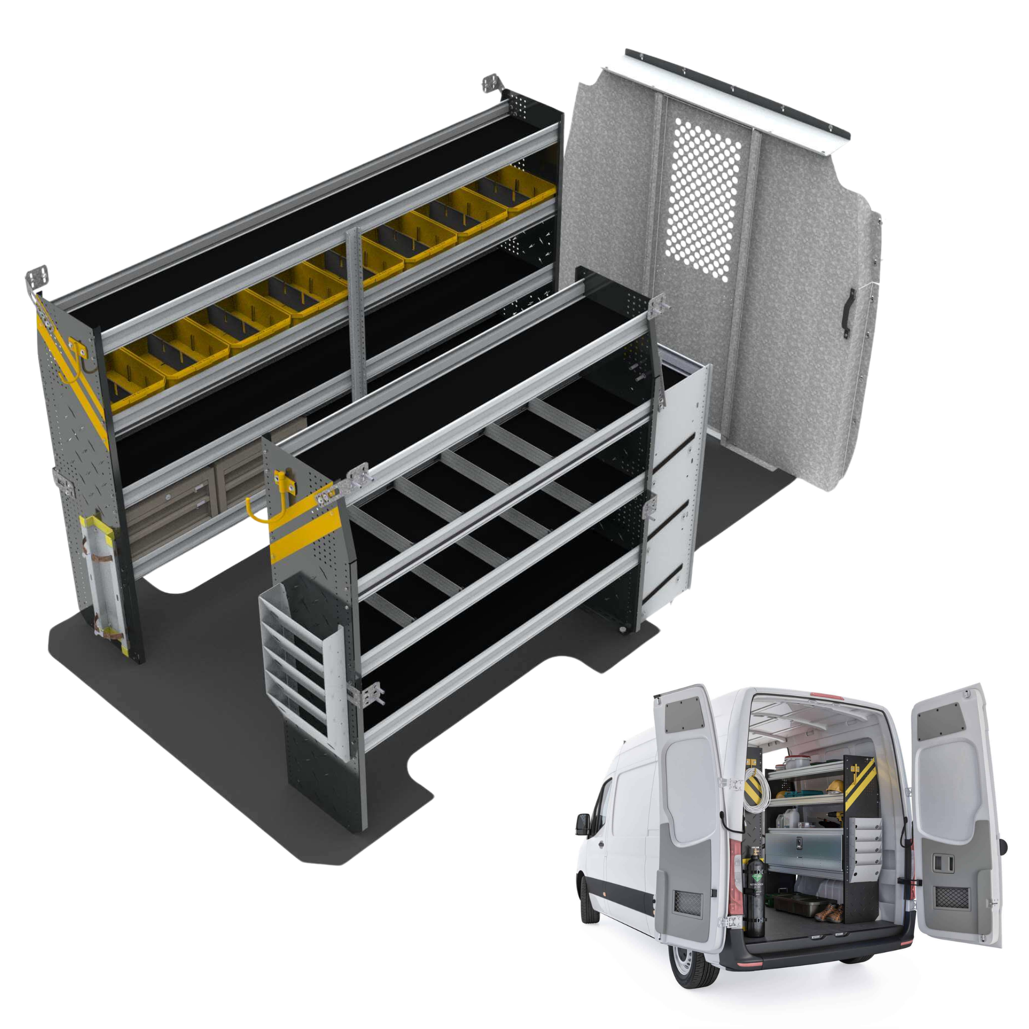 HVAC Van Shelving Package, Mercedes Sprinter, 144″ WB – DLS-12