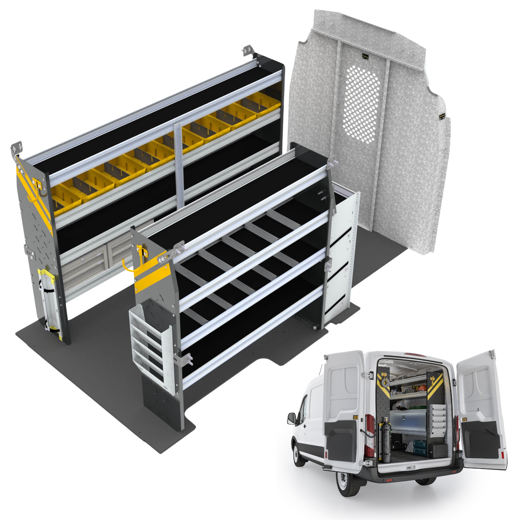 HVAC Van Shelving Package, Ford Transit High Roof – FTH-12