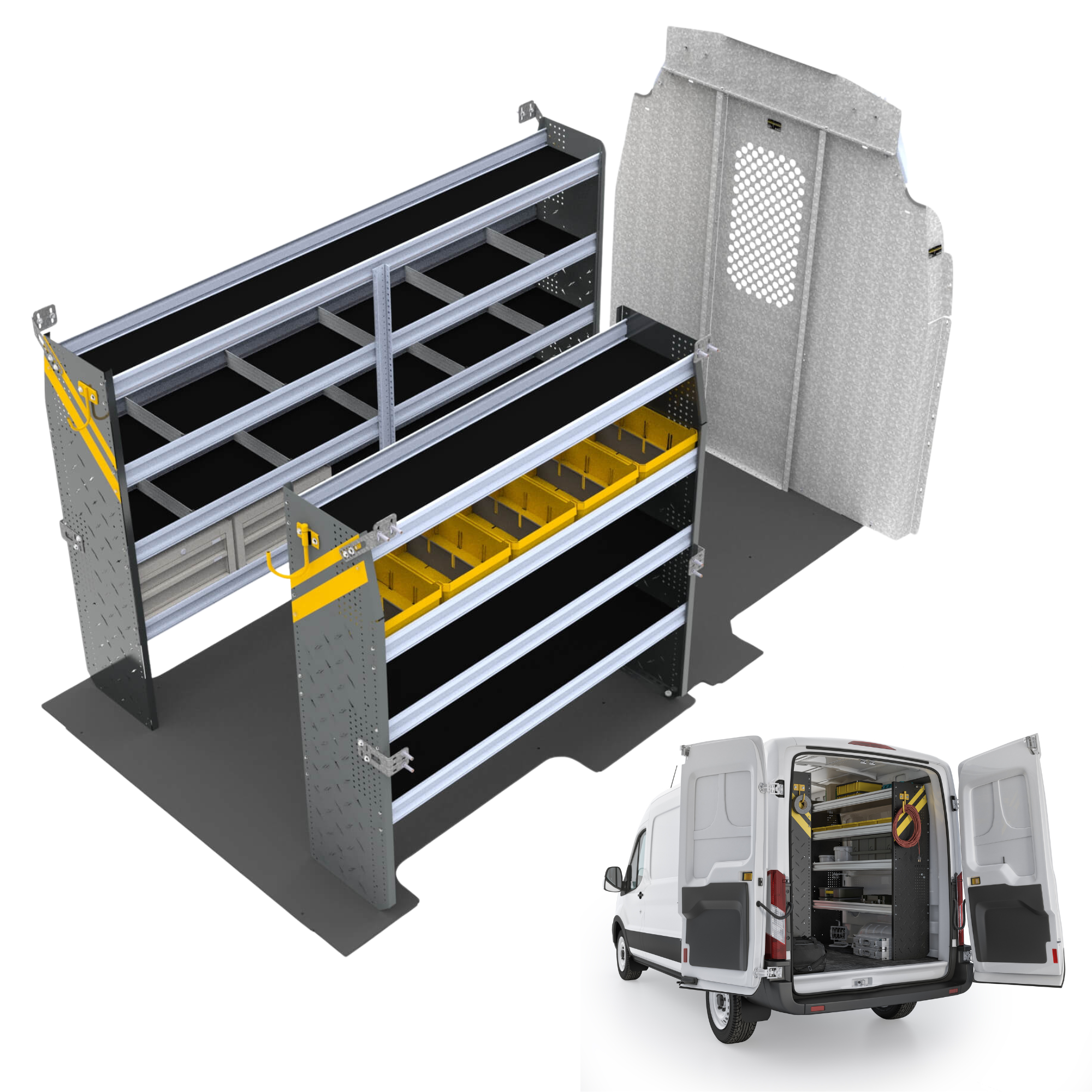Mobile Service & Plumbing Van Shelving Package, Ford Transit High Roof – FTH-16
