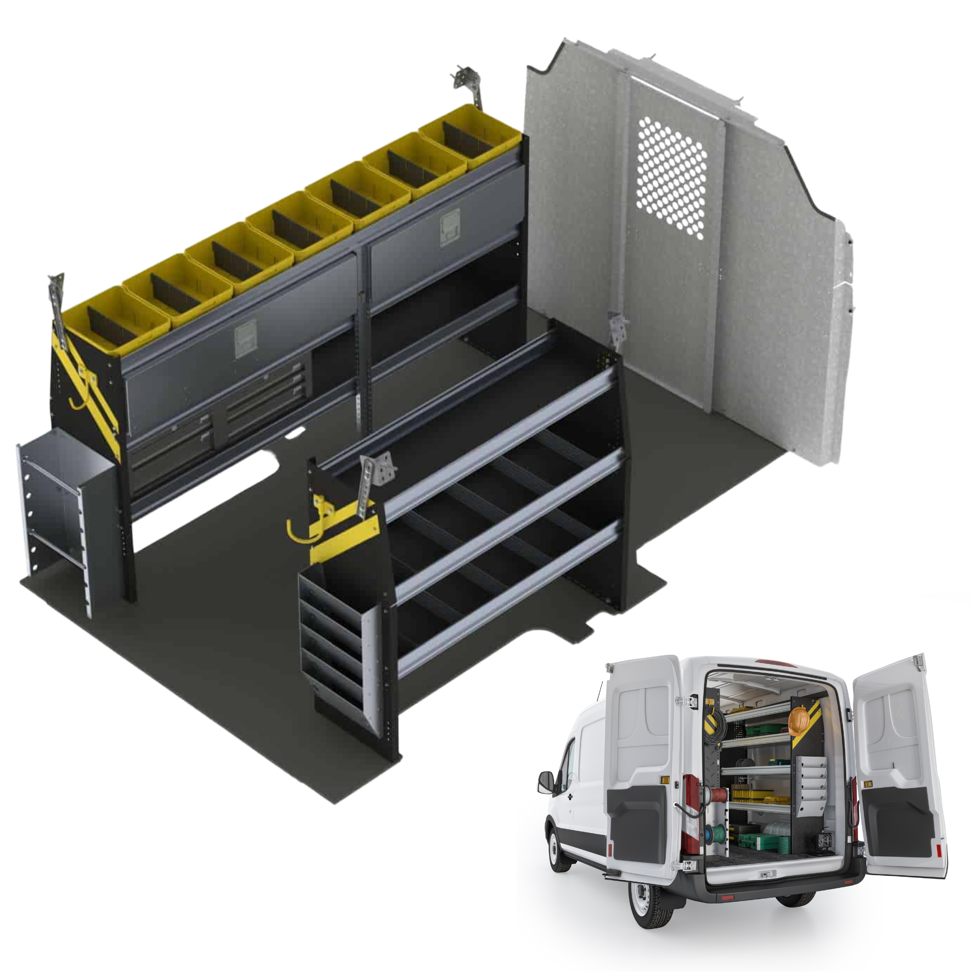 Electrician Van Shelving Package, Ford Transit Low Roof – FTL-11