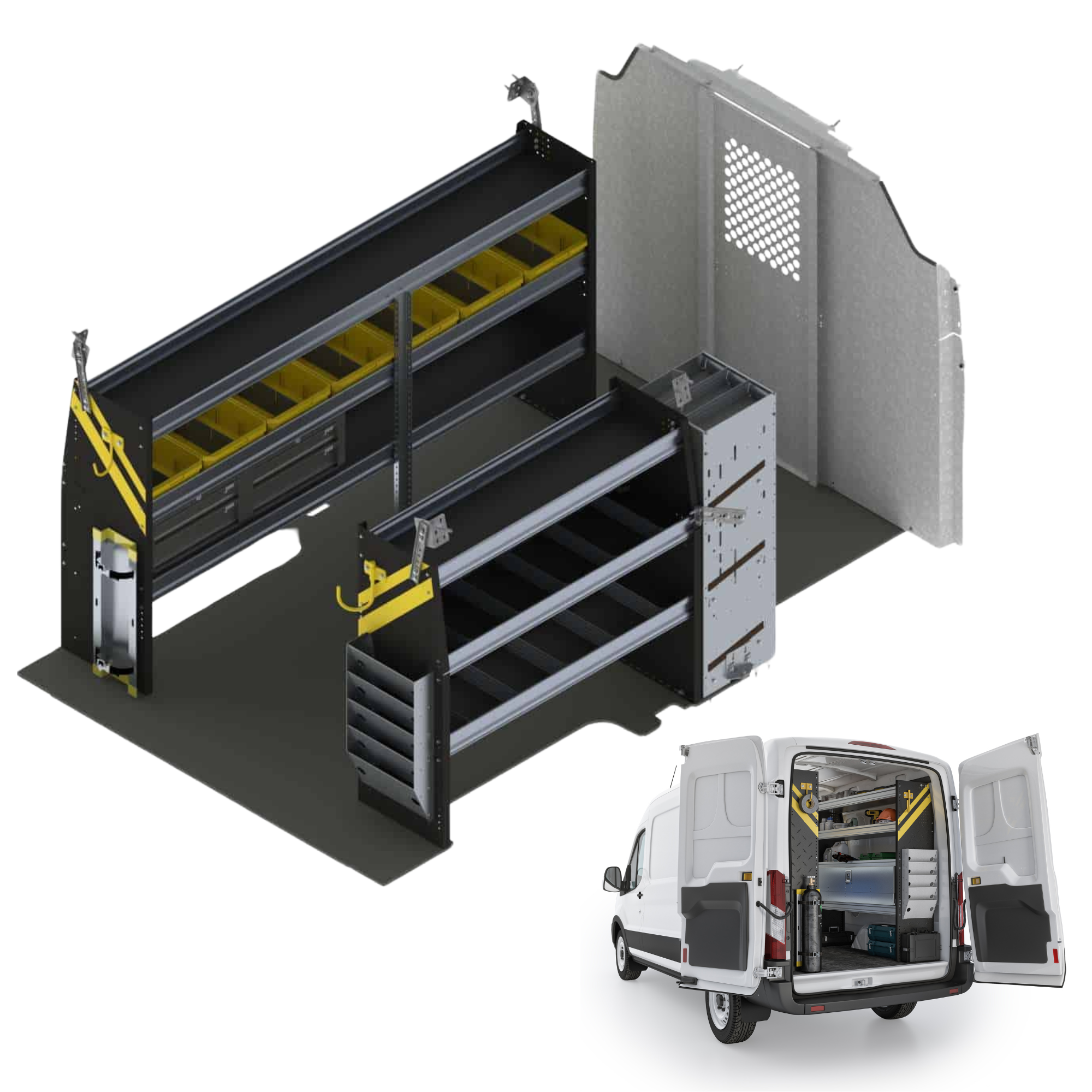 HVAC Van Shelving Package, Ford Transit Low Roof – FTL-12