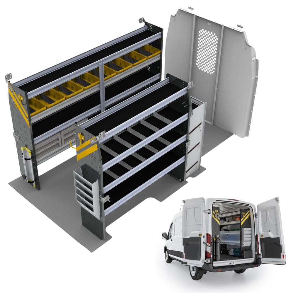 
                      
                        HVAC Van Shelving Package, Ford Transit Med Roof, 148” WB – FTM-12
                      
                    