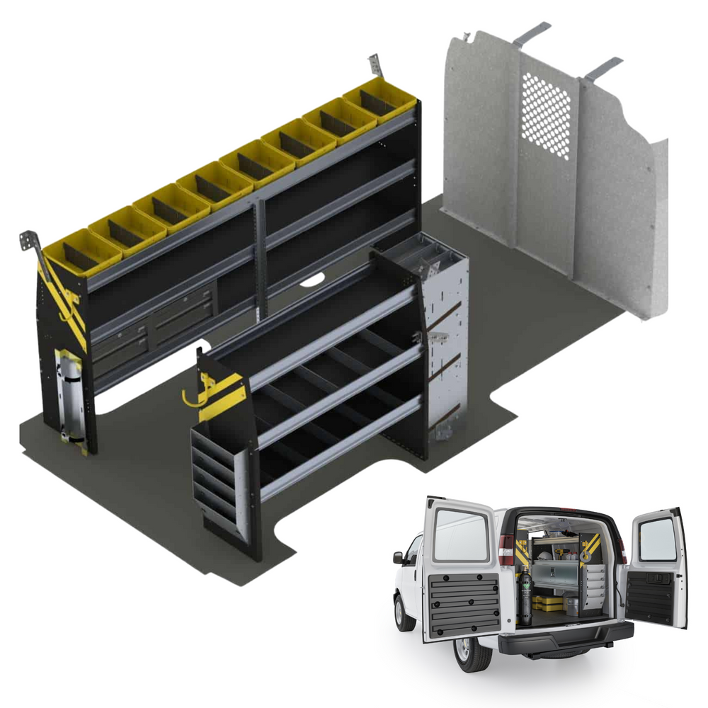 
                      
                        HVAC Van Shelving Package, Chevrolet Express, 155” WB – GSL-12
                      
                    