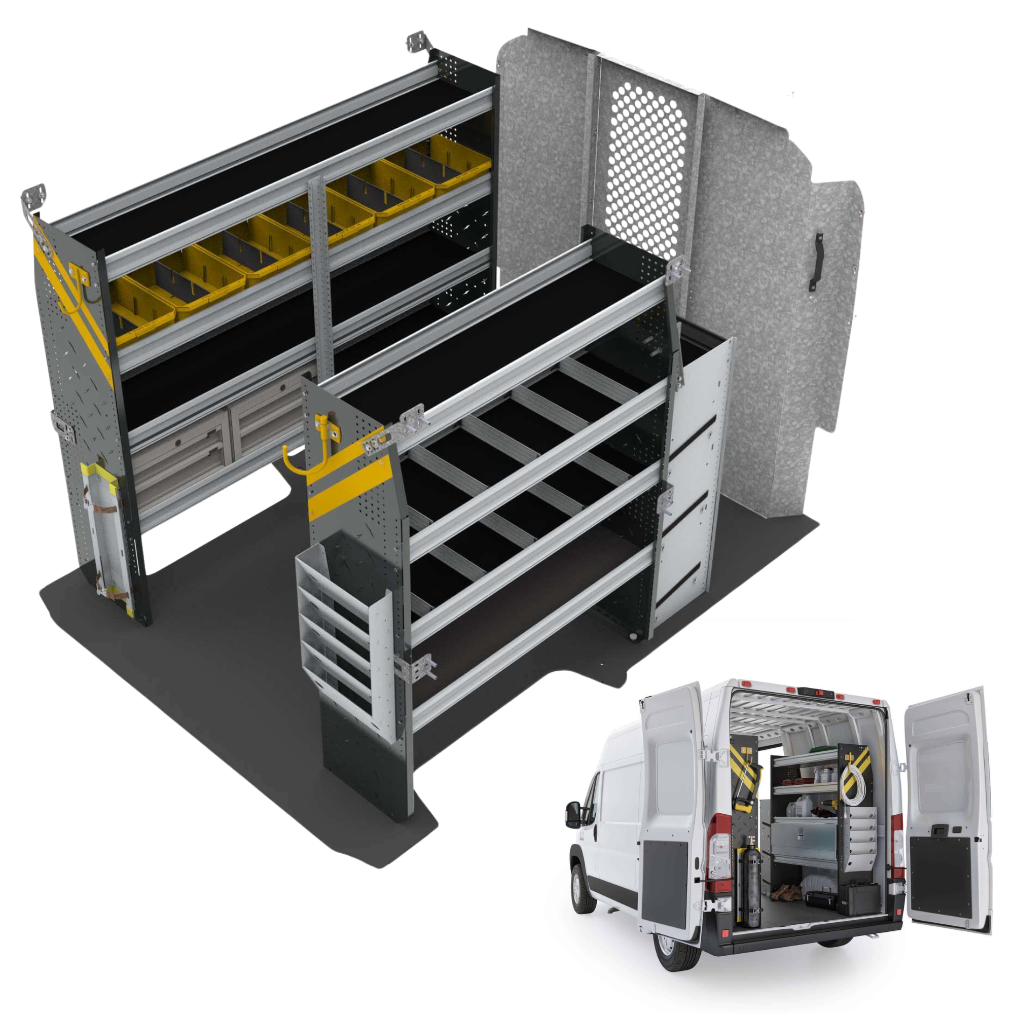 HVAC Van Shelving Package, RAM ProMaster, 118” / 136” WB – RPS-12