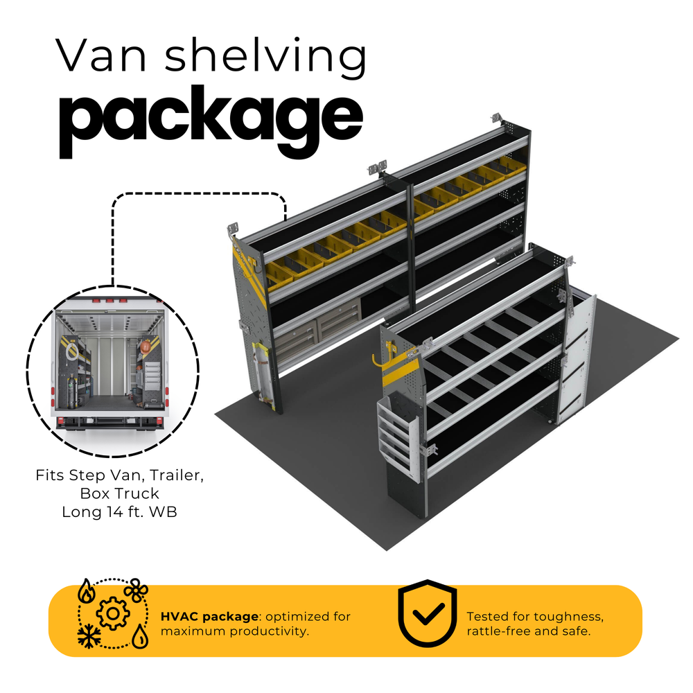 HVAC Van Shelving Package, 14′ Box Truck/Enclosed Trailer – BTL-12