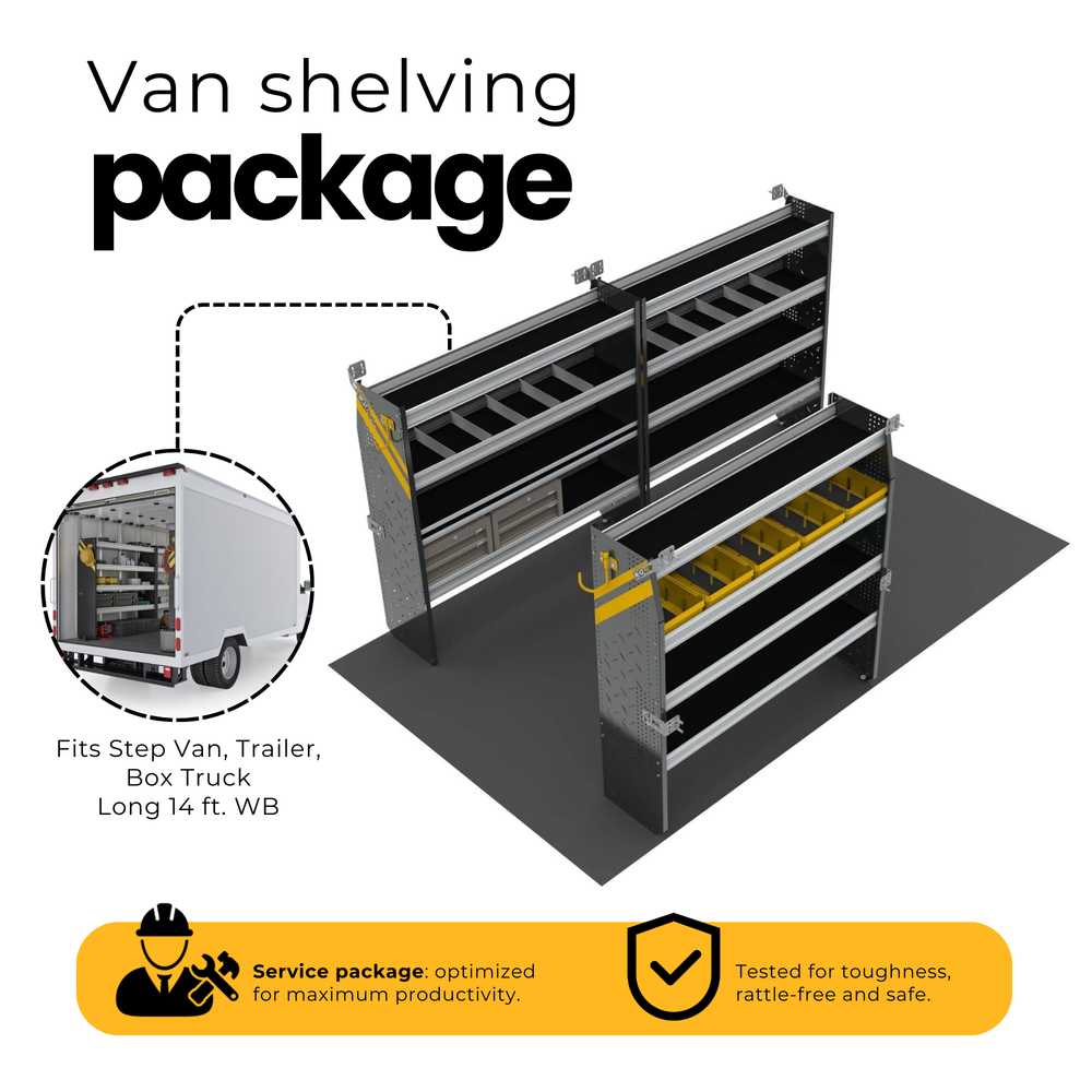 Mobile Service & Plumbing Van Shelving Package, 14′ Box Truck/Enclosed Trailer – BTL-16