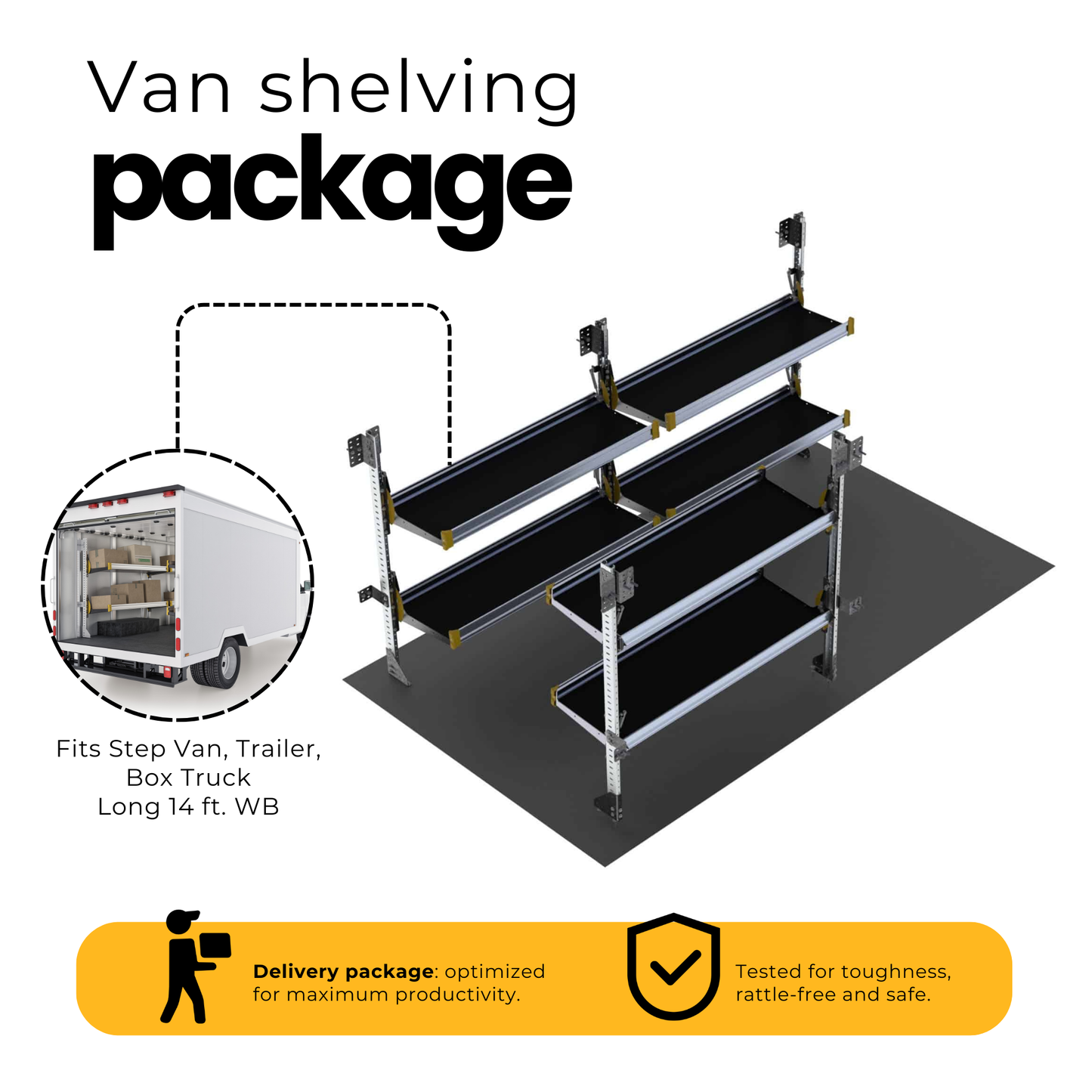 Delivery Van Shelving Package, 14′ Box Truck/Enclosed Trailer – BTL-19
