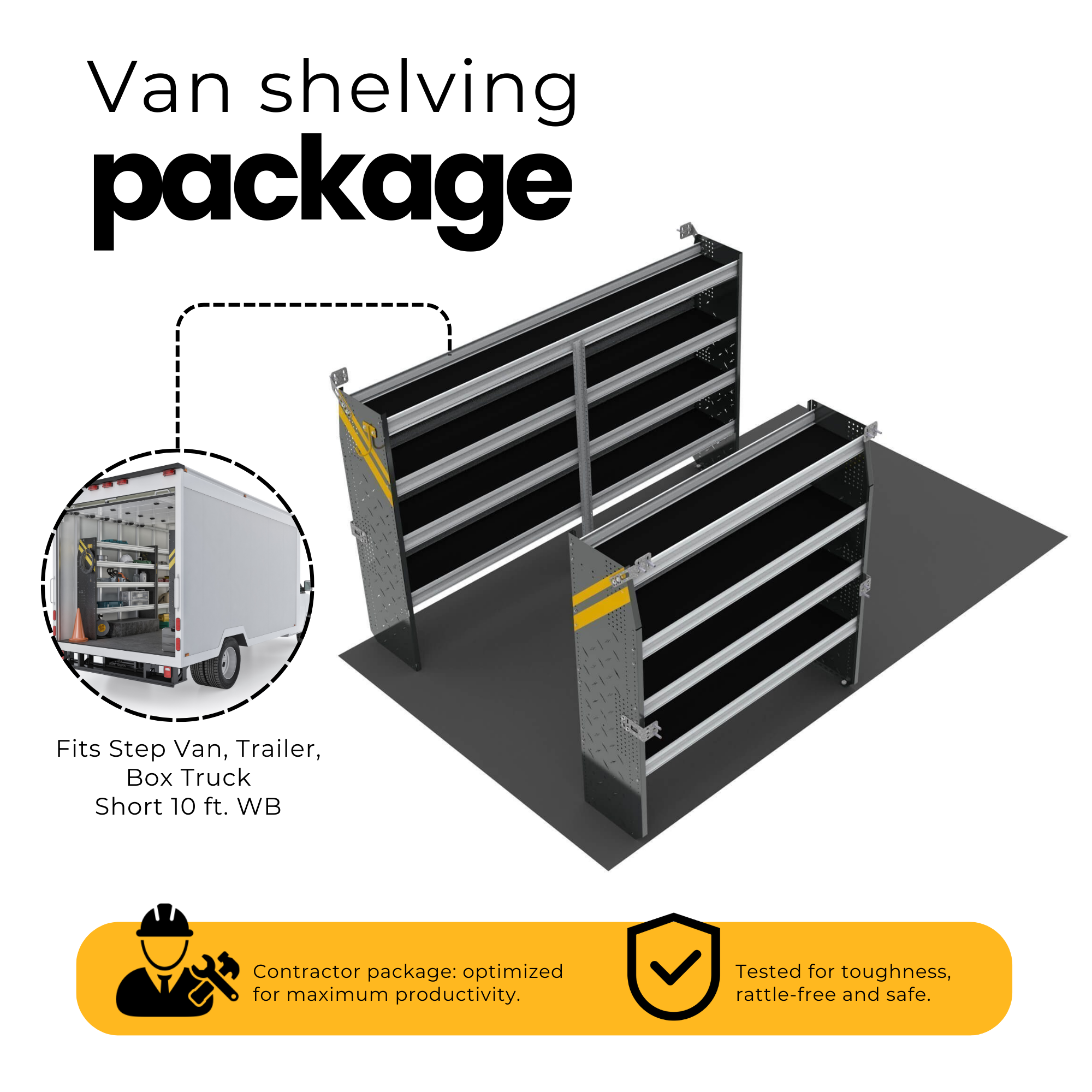 Contractor Van Shelving Package, 10′ Box Truck/Enclosed Trailer – BTS-10
