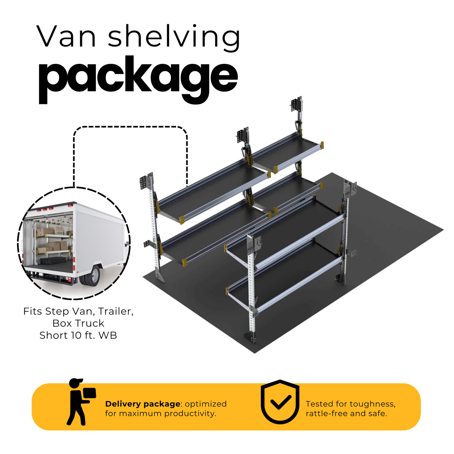 Delivery Van Shelving Package, 10′ Box Truck/Enclosed Trailer – BTS-19