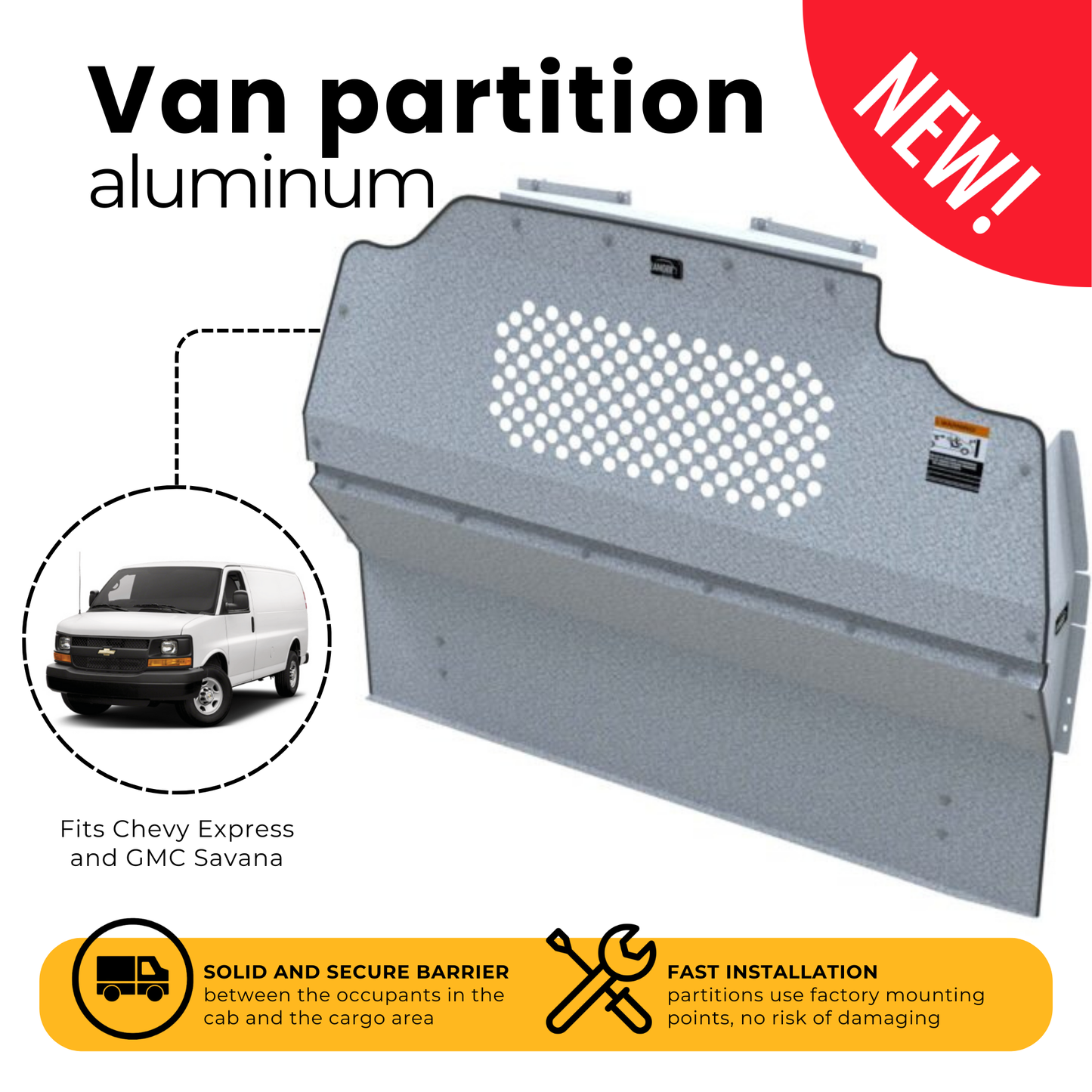Van Partition, Contoured, Perf Window, GMC Savana / Chevy Express – C10-H