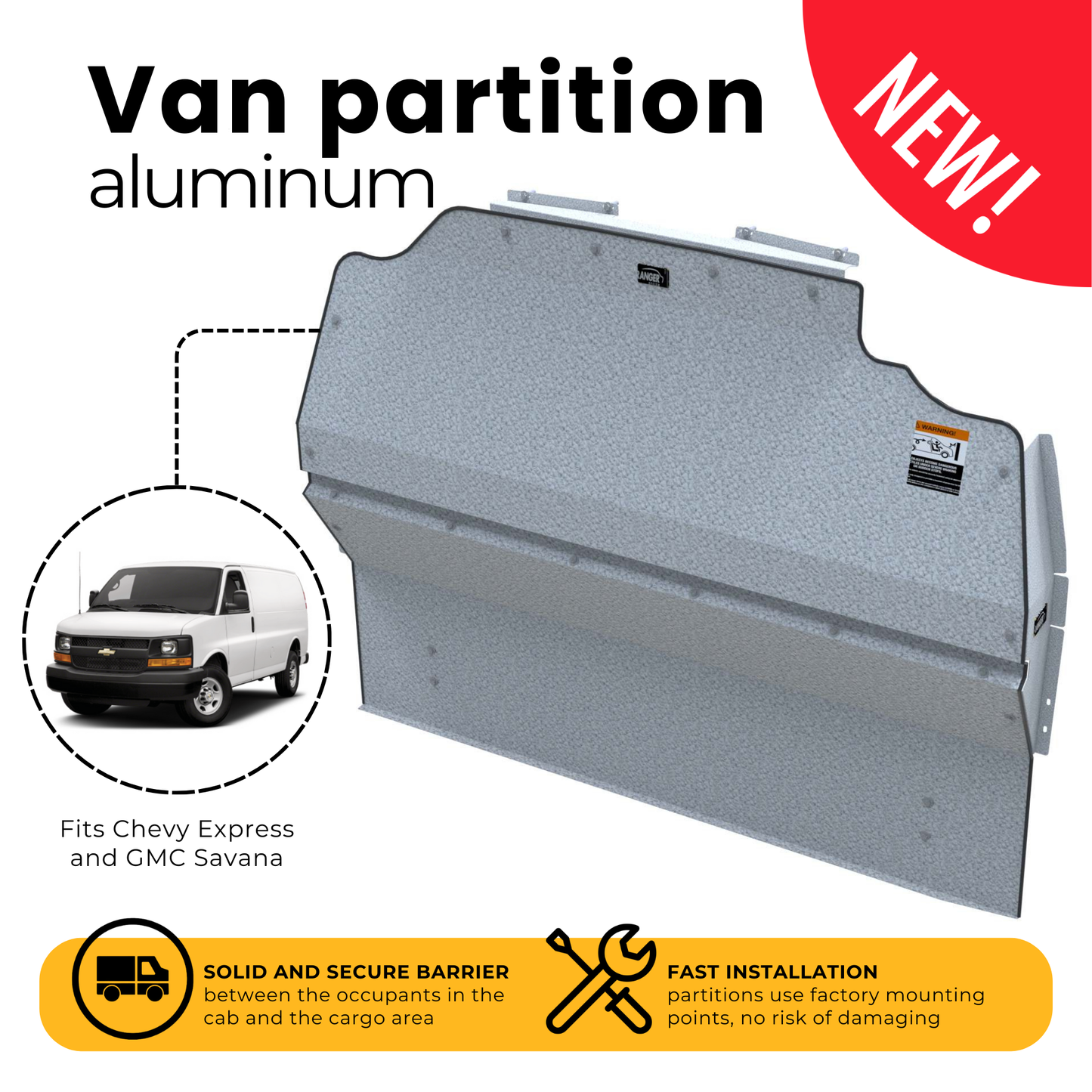 Van Partition, Contoured, Solid, GMC Savana / Chevy Express – C12-H