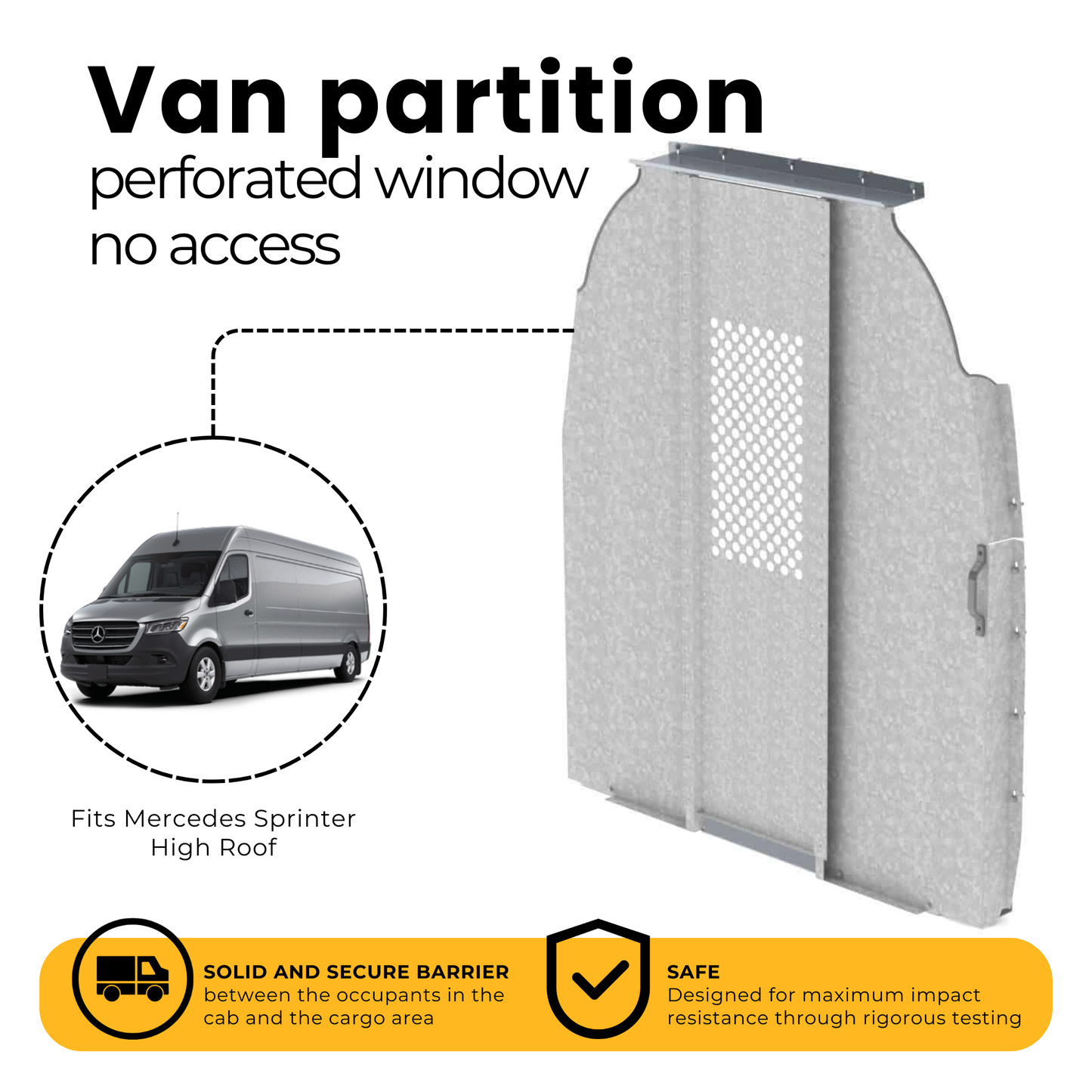 Mercedes Sprinter Van Partition, Steel, Straight, Perf Window, HR – C20-DH