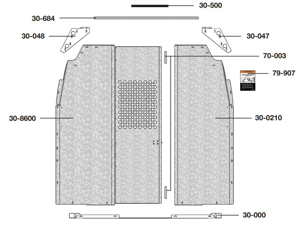 Van Partition, Swing Door, Ford Transit MR – C30-FTM