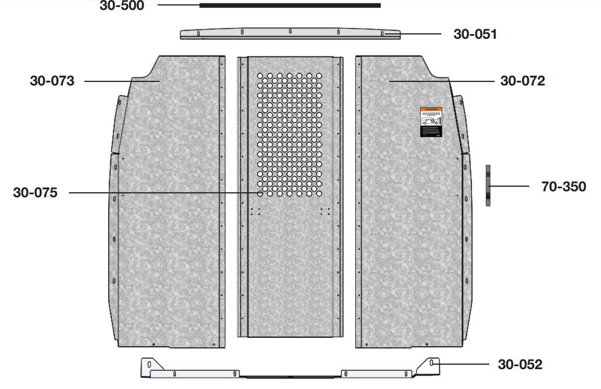 Mercedes Sprinter Van Partition, Steel, Straight, Perf Window, Low Roof – C20-DL