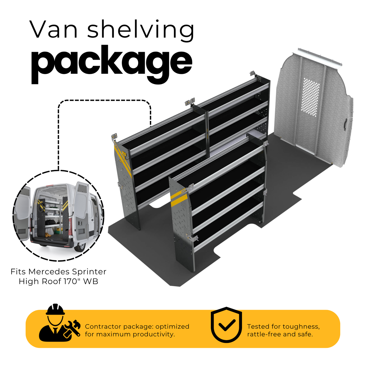 Contractor Package, compatible with Mercedes Sprinter High Roof, 170”, 170" Ext. WB, DHL-10