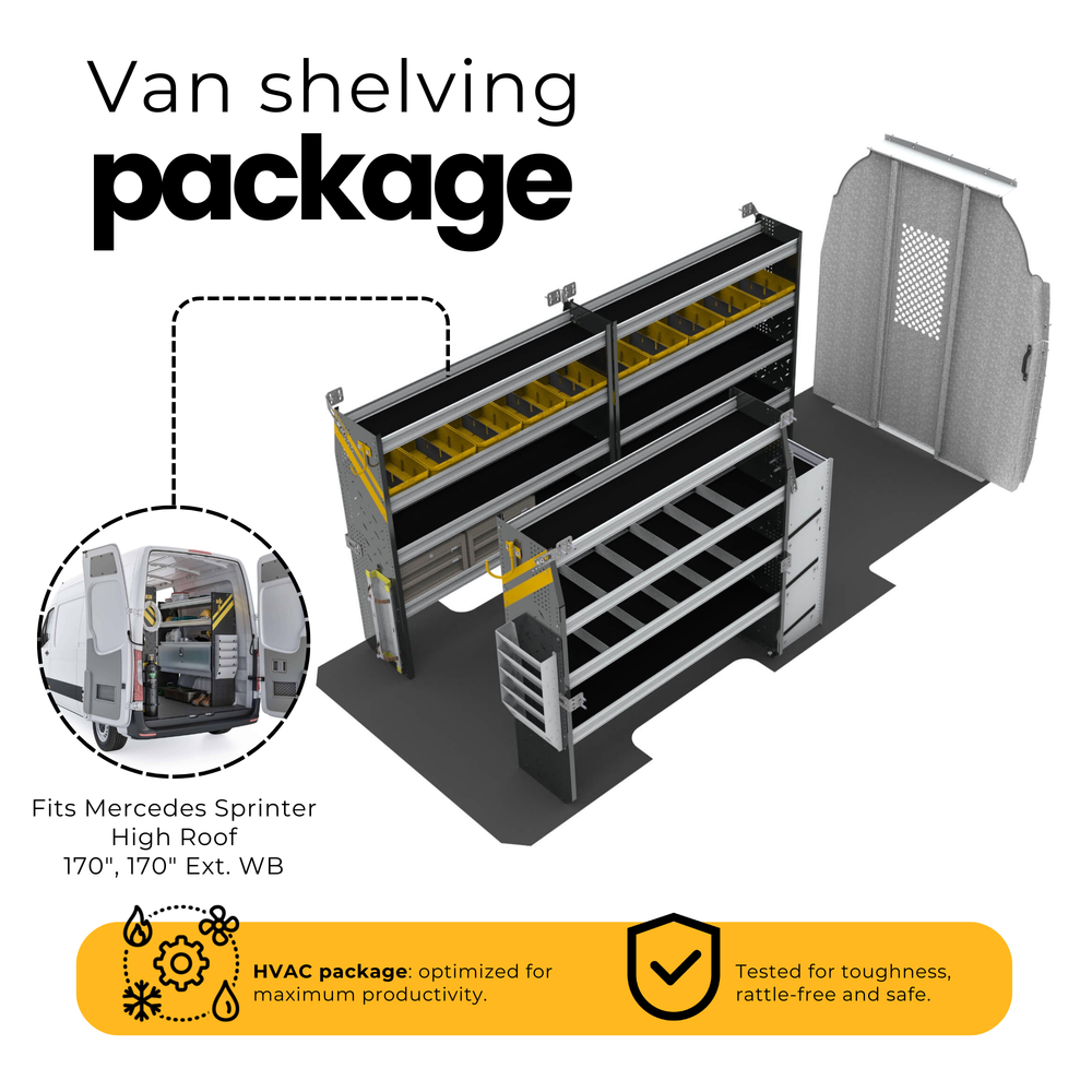 HVAC Van Shelving Package, Mercedes Sprinter, 170″ WB – DHL-12