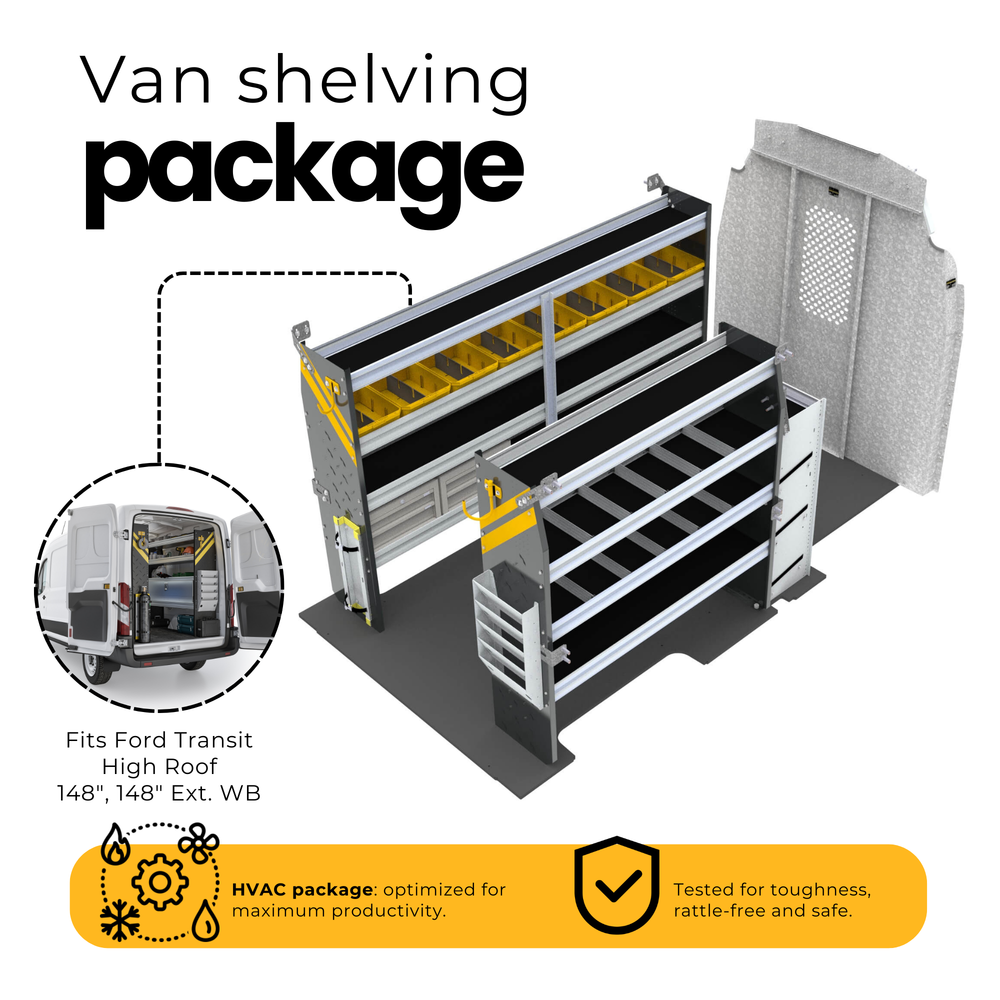 HVAC Van Shelving Package, Ford Transit High Roof – FTH-12