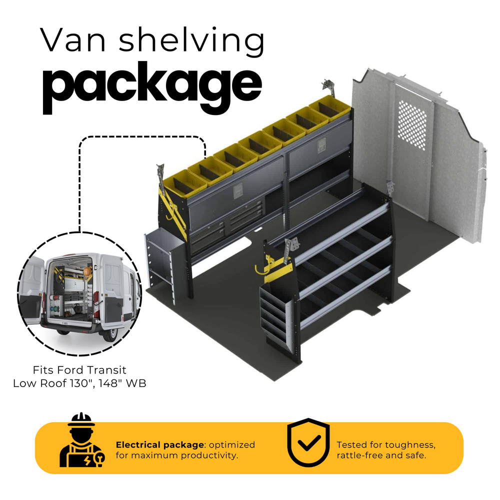 Electrician Van Shelving Package, Ford Transit Low Roof – FTL-11