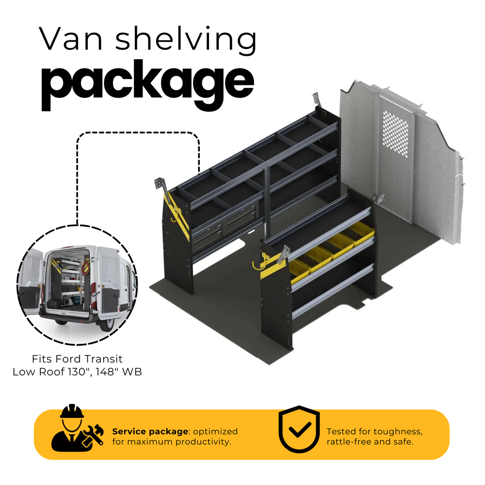 Mobile Service & Plumbing Van Shelving Package, Ford Transit Low Roof – FTL-16
