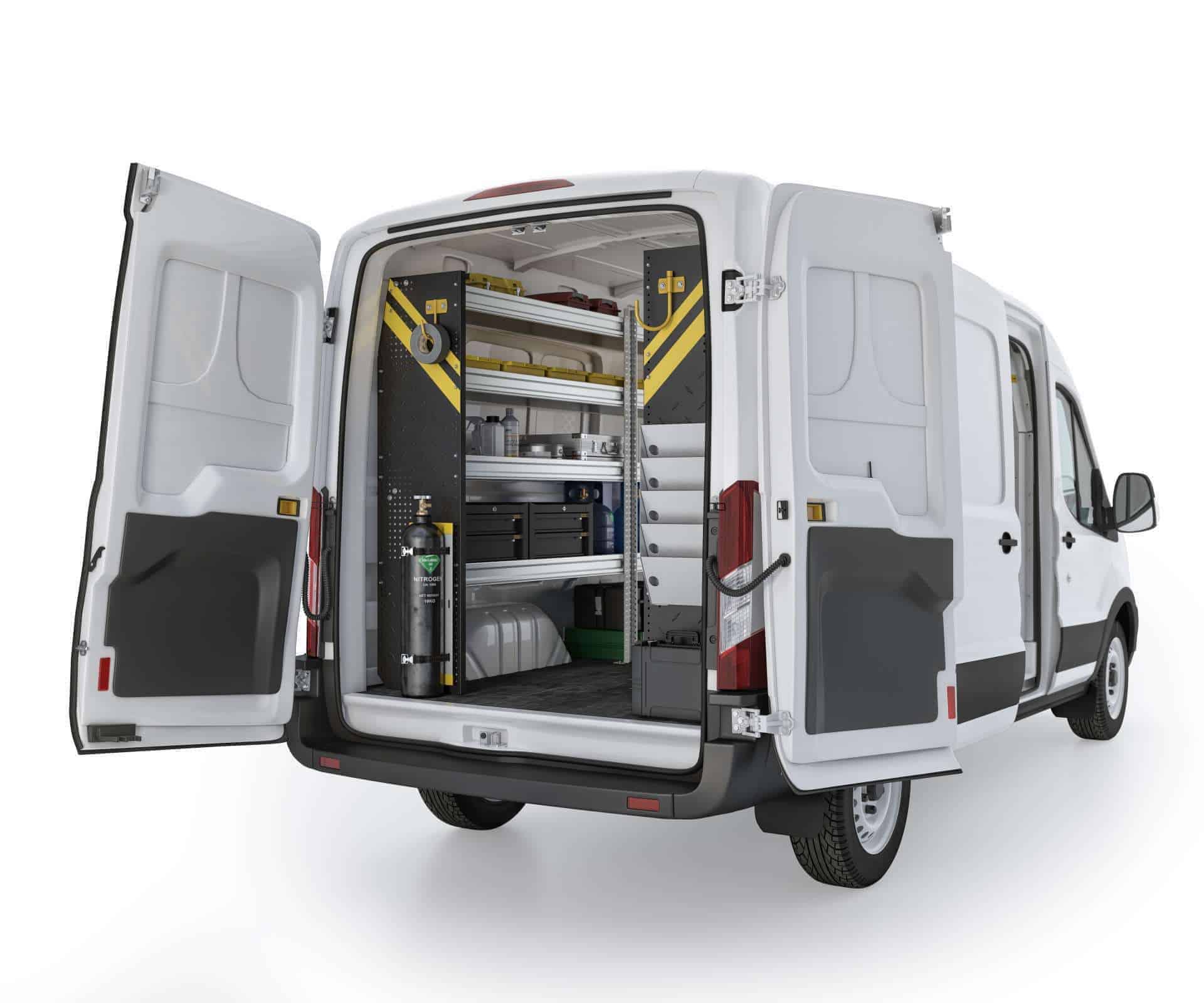 HVAC Van Shelving Package, Ford Transit Med Roof, 148” WB – FTM-12