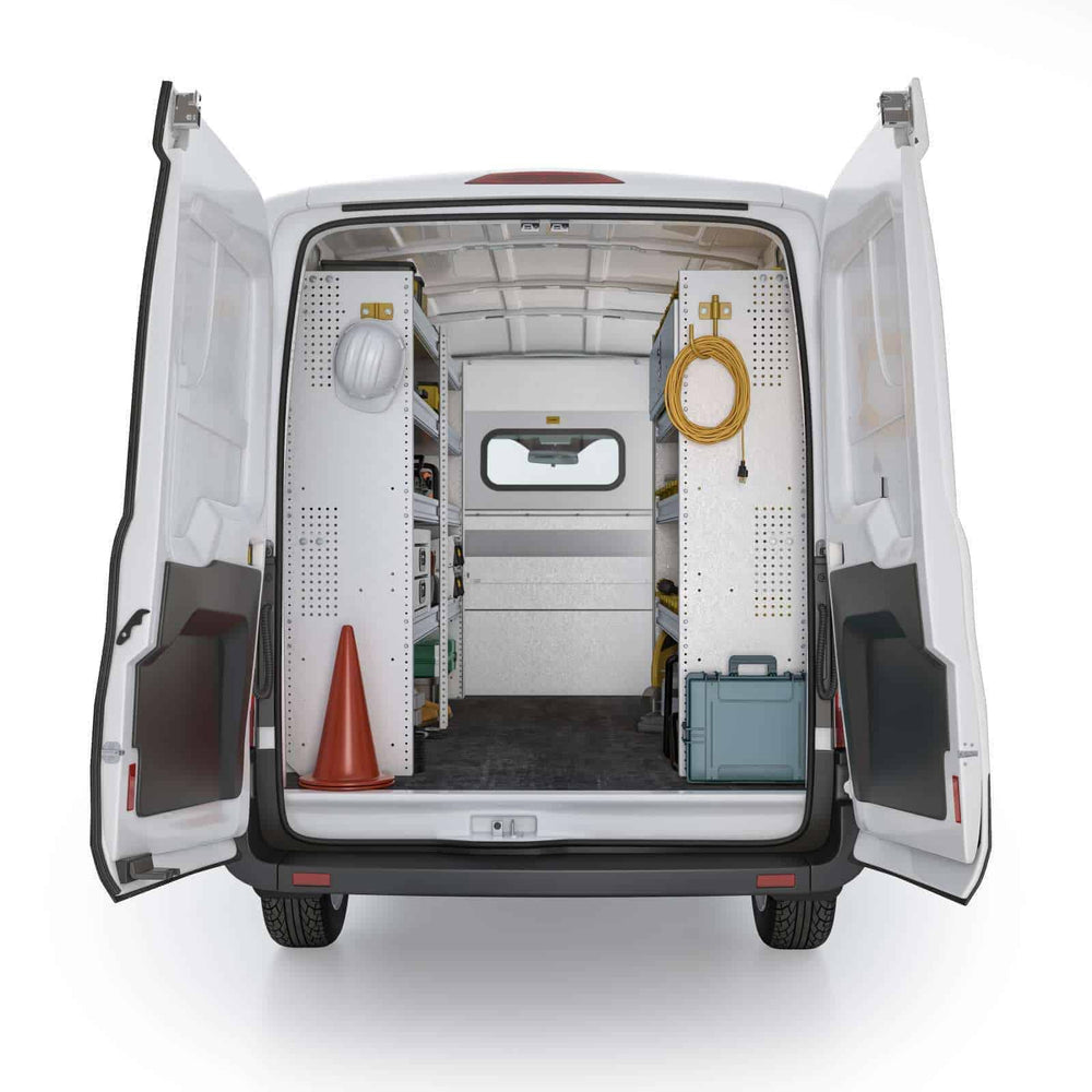 
                      
                        Aluminum Van Shelving Package, Ford Transit Med Roof, 148” WB – FTM-27
                      
                    