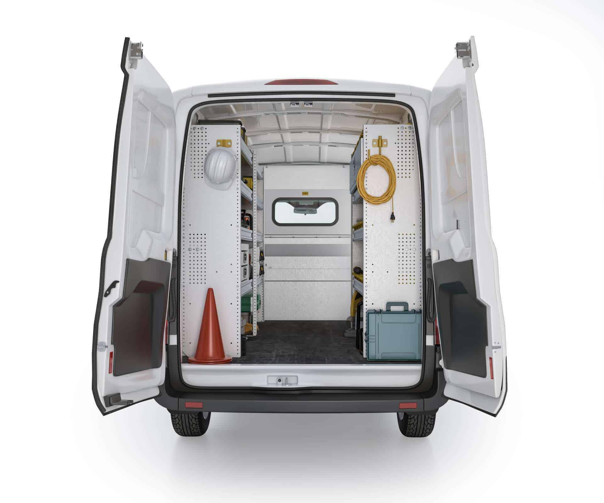 Aluminum Van Shelving Package, Ford Transit Med Roof, 148” WB – FTM-27