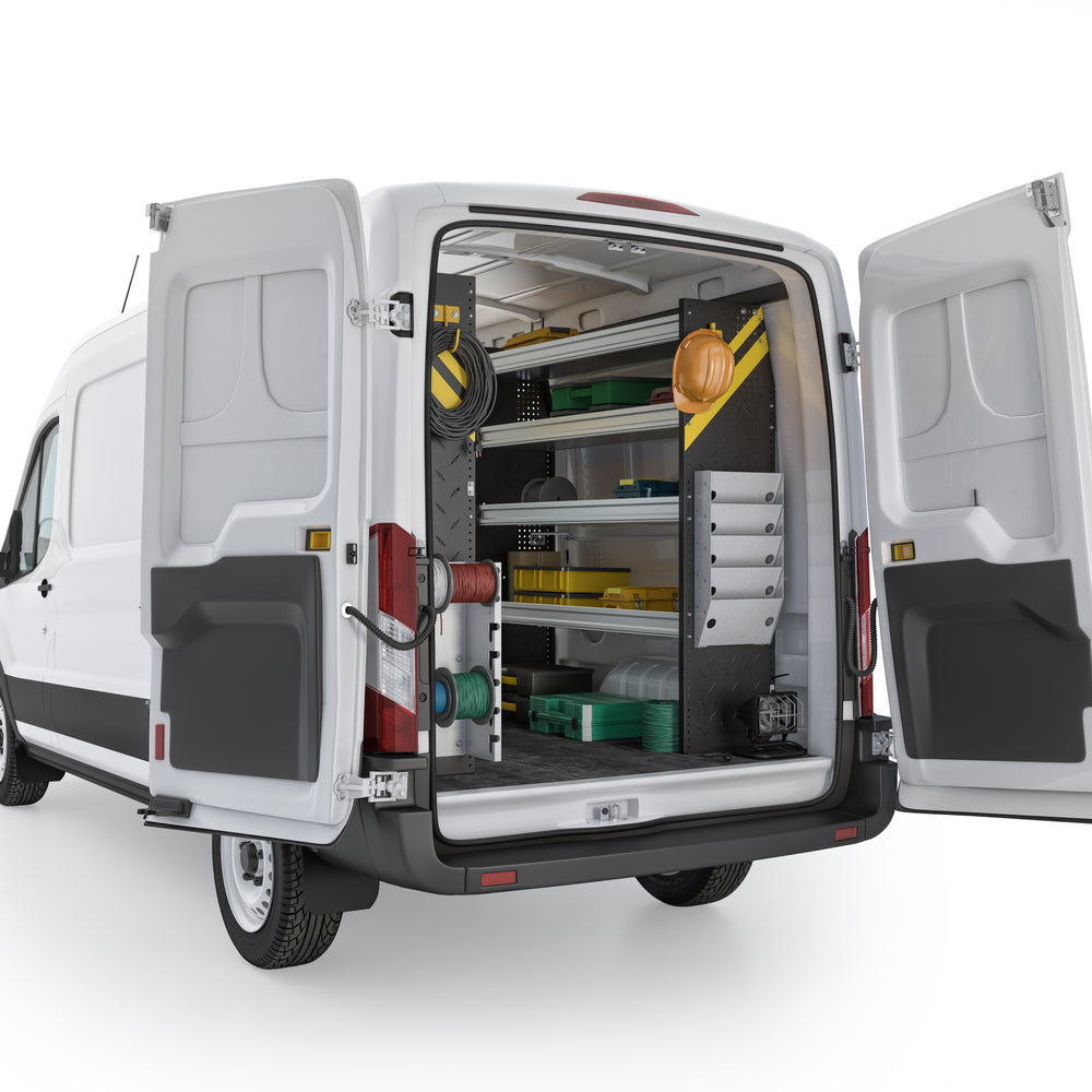Electrician Van Shelving Package, Ford Transit Med Roof, 130” WB – FTR-11