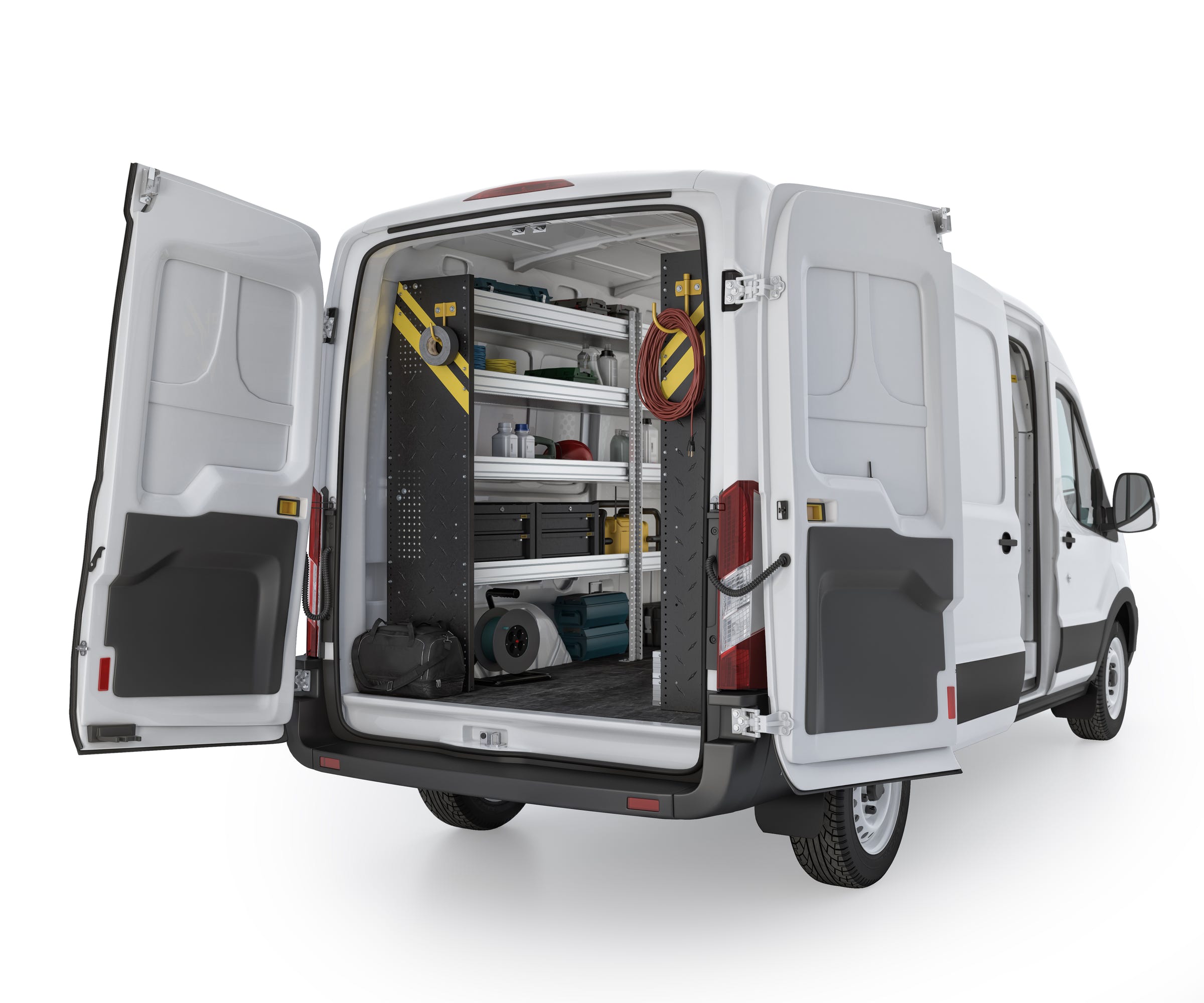 Mobile Service & Plumbing Van Shelving Package, Ford Transit Med Roof, 130” WB – FTR-16