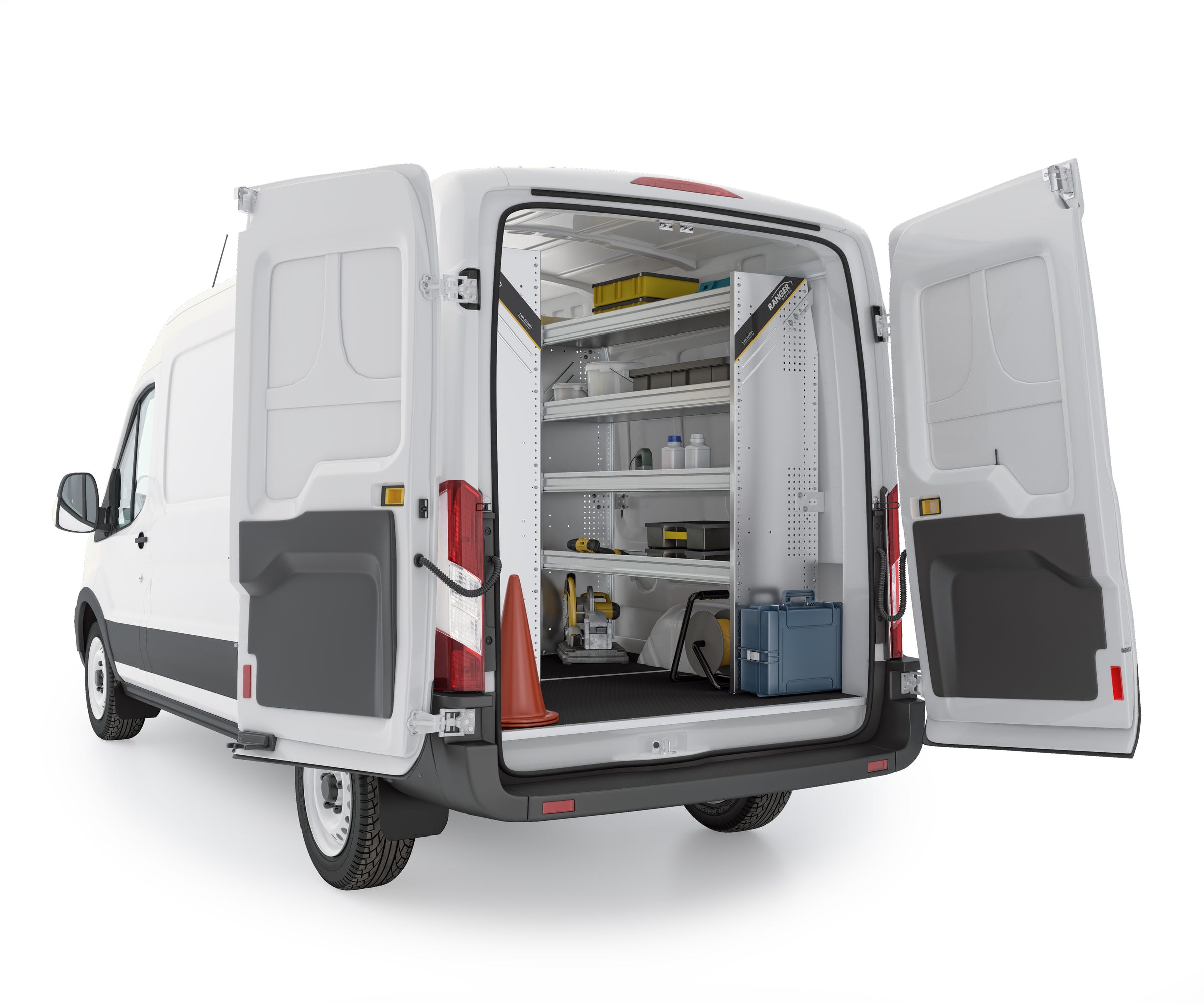 Aluminum Van Shelving Package, Ford Transit High Roof, 148", 148" Ext. WB – FTH-27