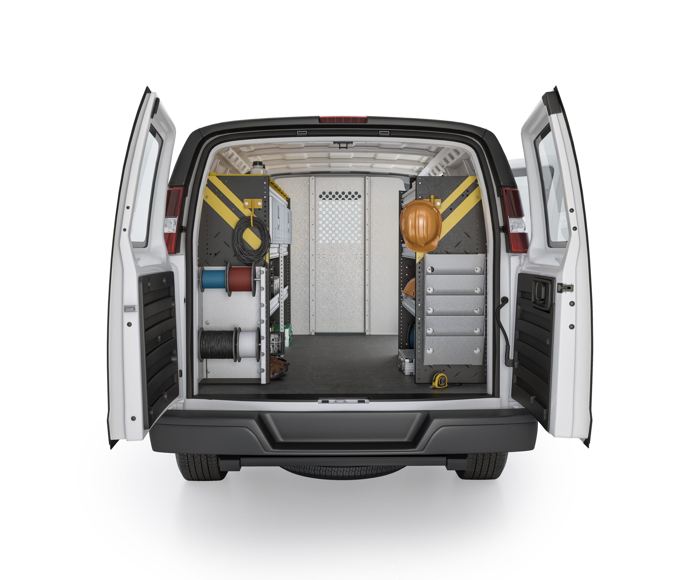 Electrician Van Shelving Package, Chevrolet Express, 155” WB – GSL-11