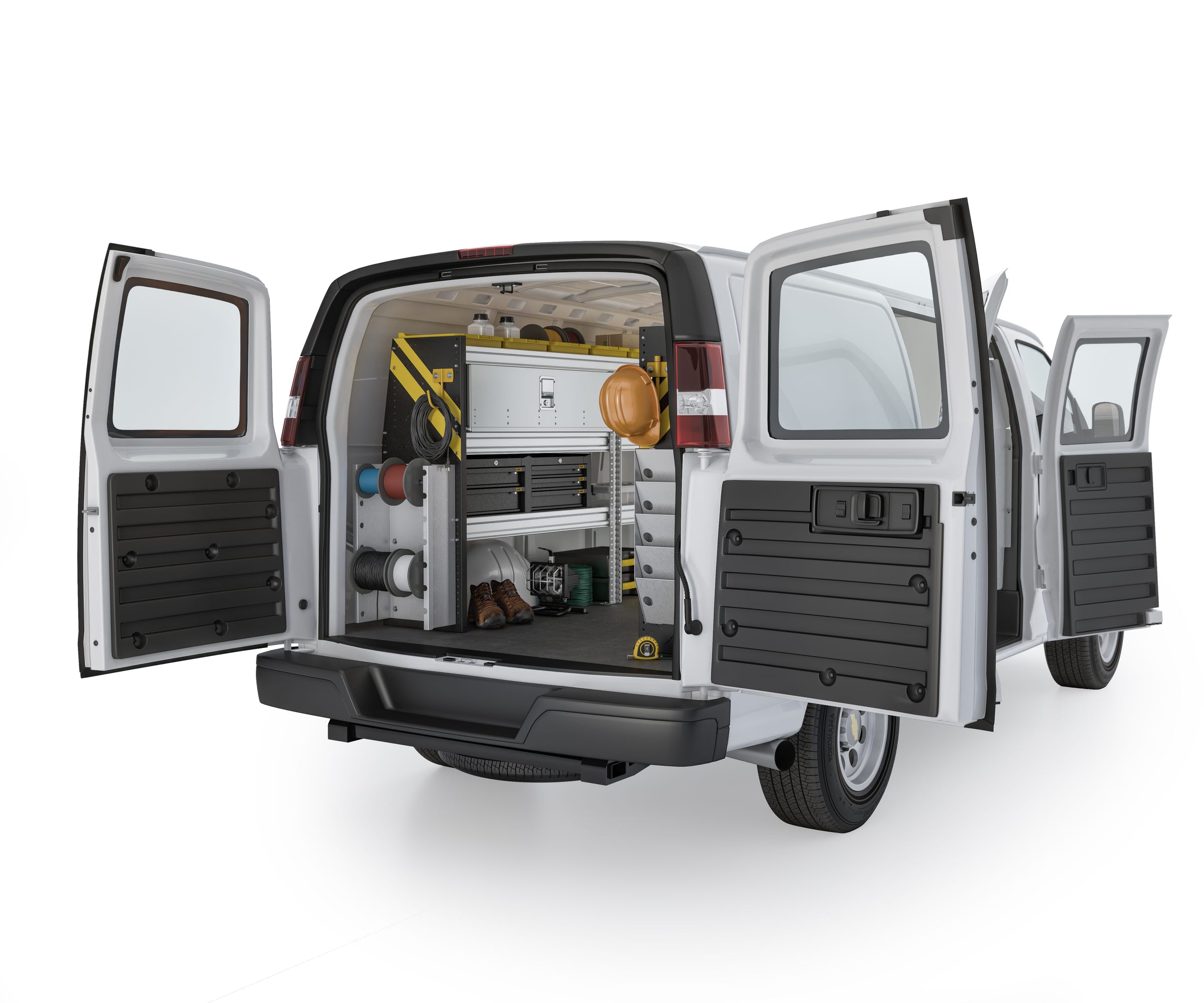 Electrician Van Shelving Package, Chevrolet Express, 135” WB – GSR-11