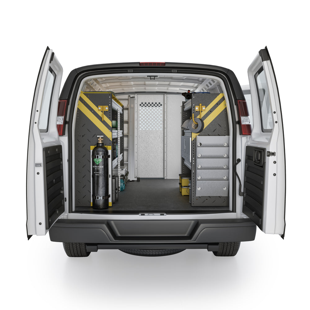 
                      
                        HVAC Van Shelving Package, Chevrolet Express, 155” WB – GSL-12
                      
                    