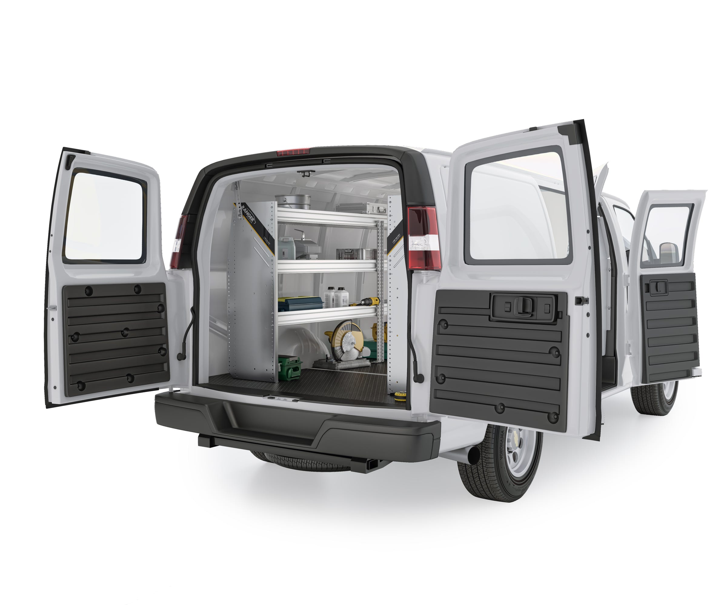 Aluminum Van Shelving Package, Chevrolet Express, 135” WB – GSR-27