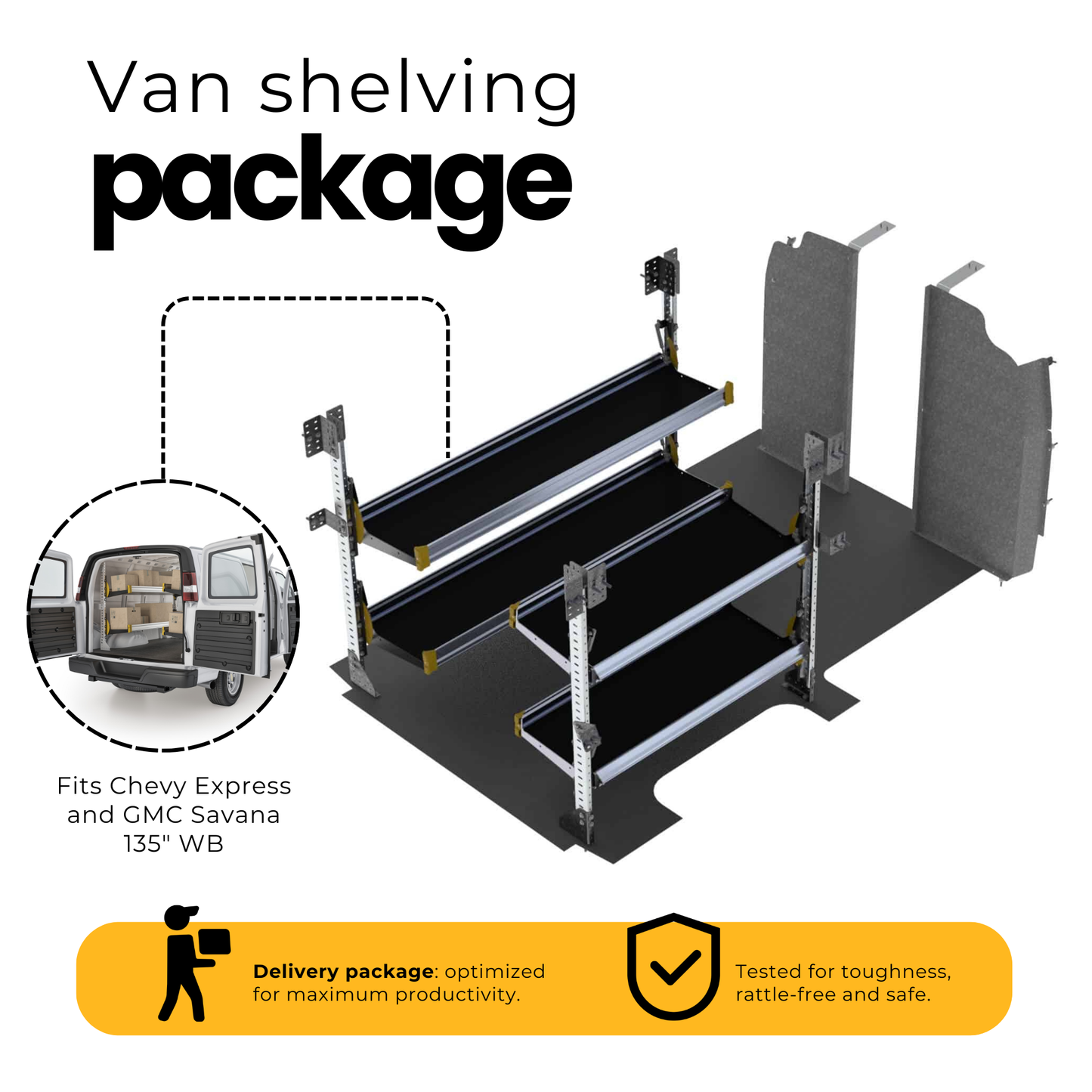 Delivery Van Shelving Package, Chevrolet Express, 135” WB – GSR-19