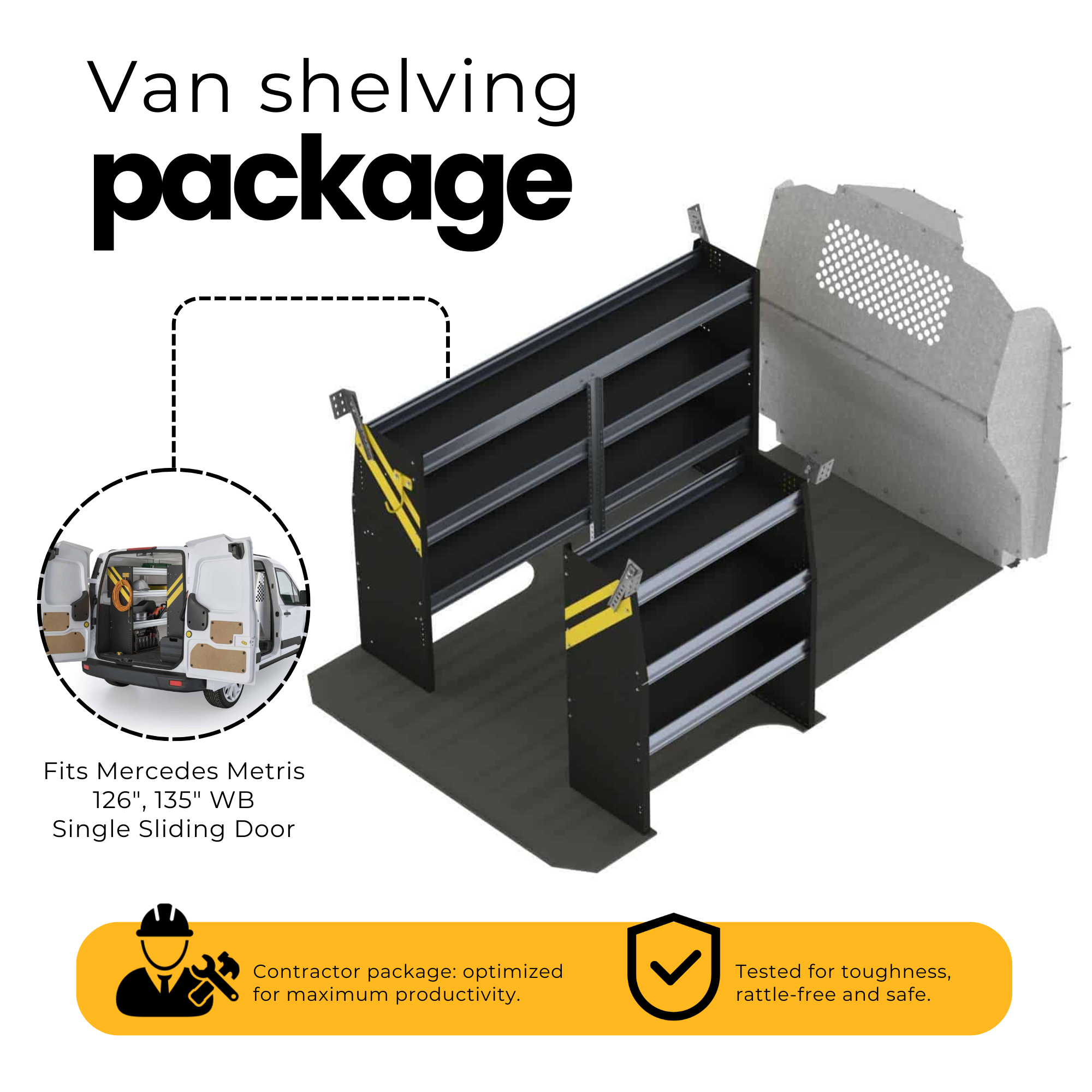 Contractor Van Shelving Package, Mercedes Metris All WB – MML-10