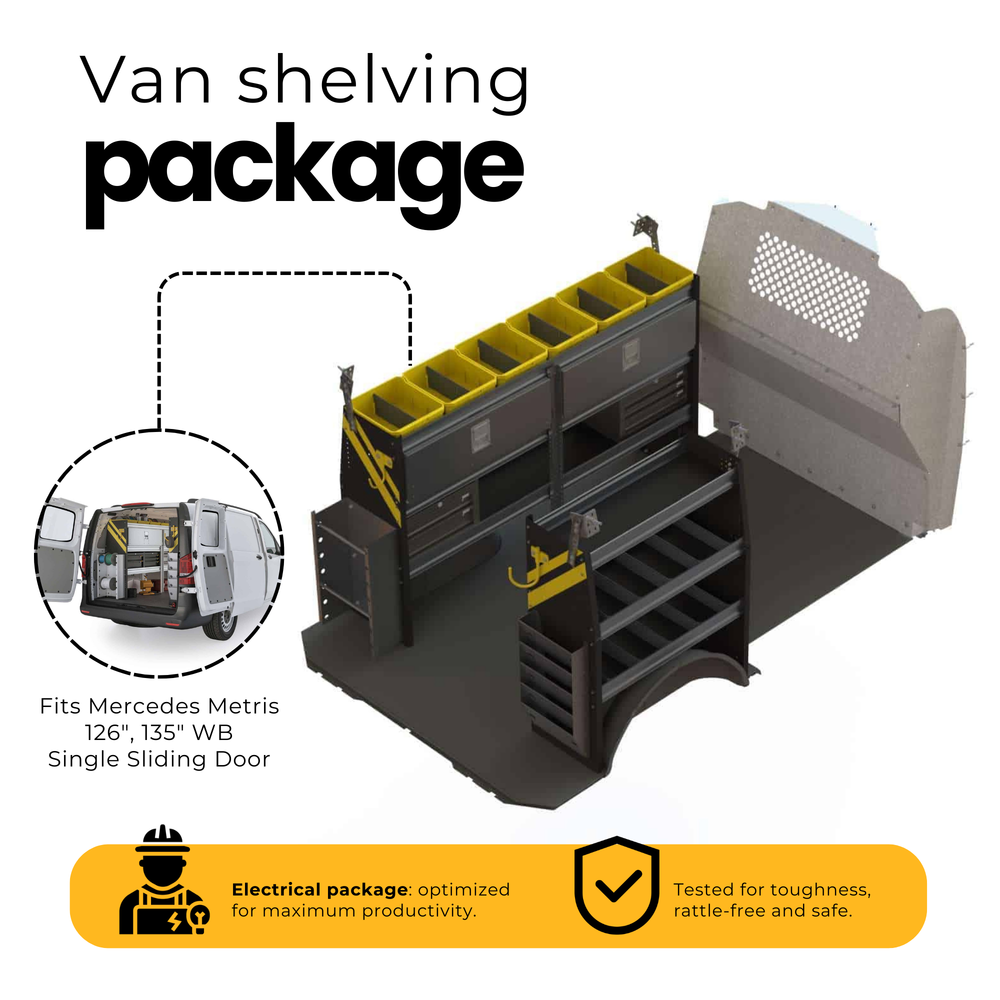 Electrician Van Shelving Package, Mercedes Metris All WB – MML-11