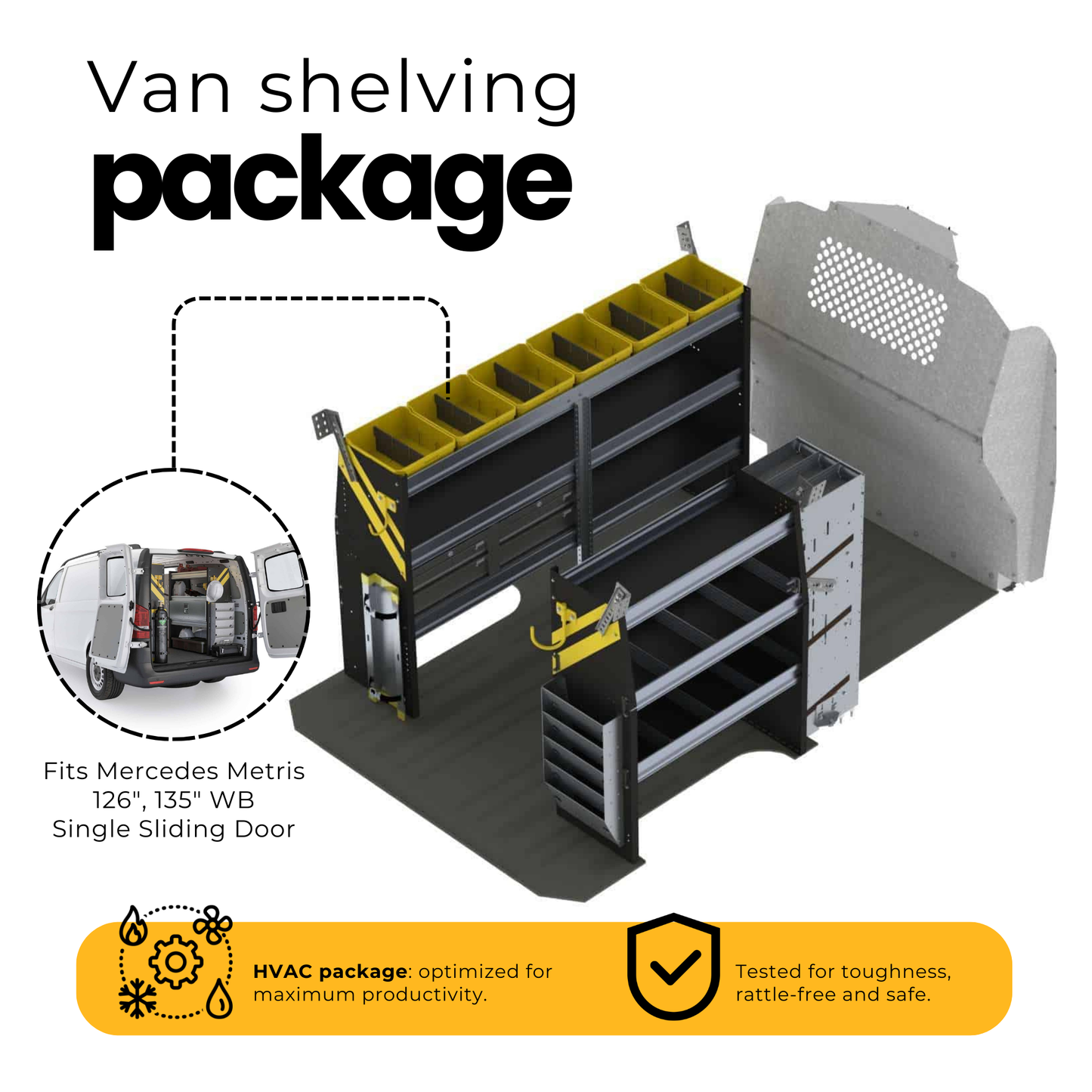 HVAC Van Shelving Package, Mercedes Metris All WB – MML-12