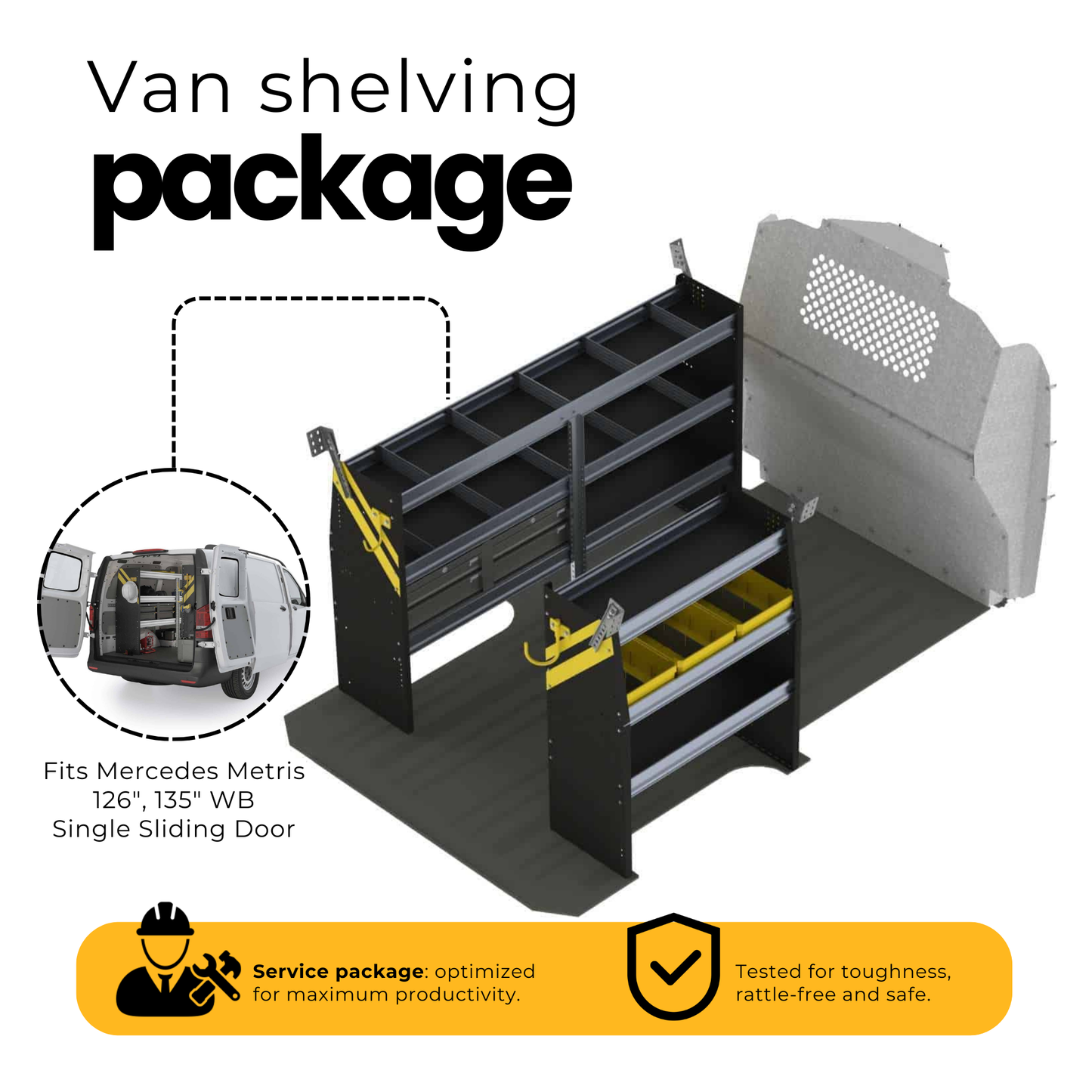 Mobile Service & Plumbing Van Shelving Package, Mercedes Metris All WB – MML-16