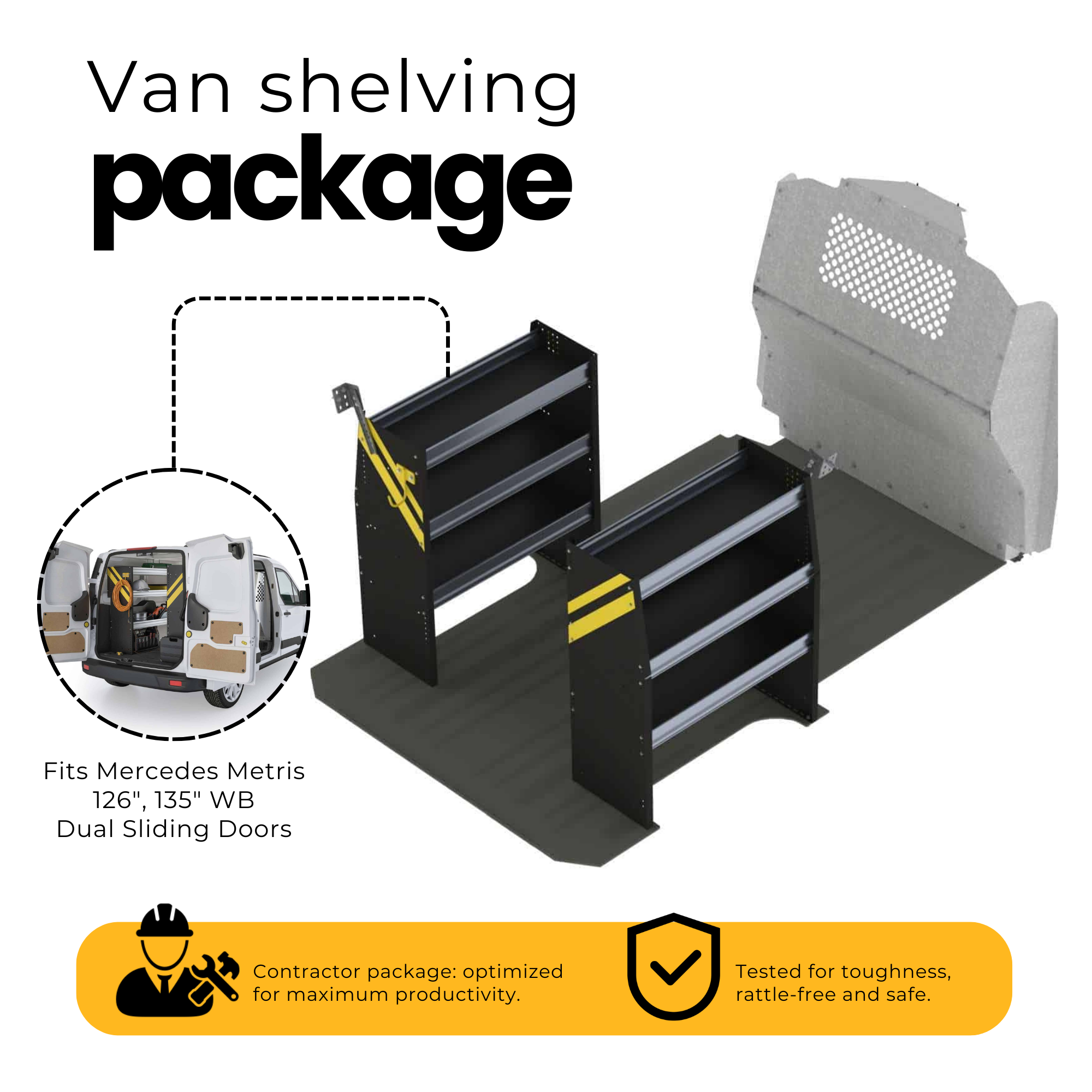 Contractor Van Shelving Package, Mercedes Metris All WB – MMR-10