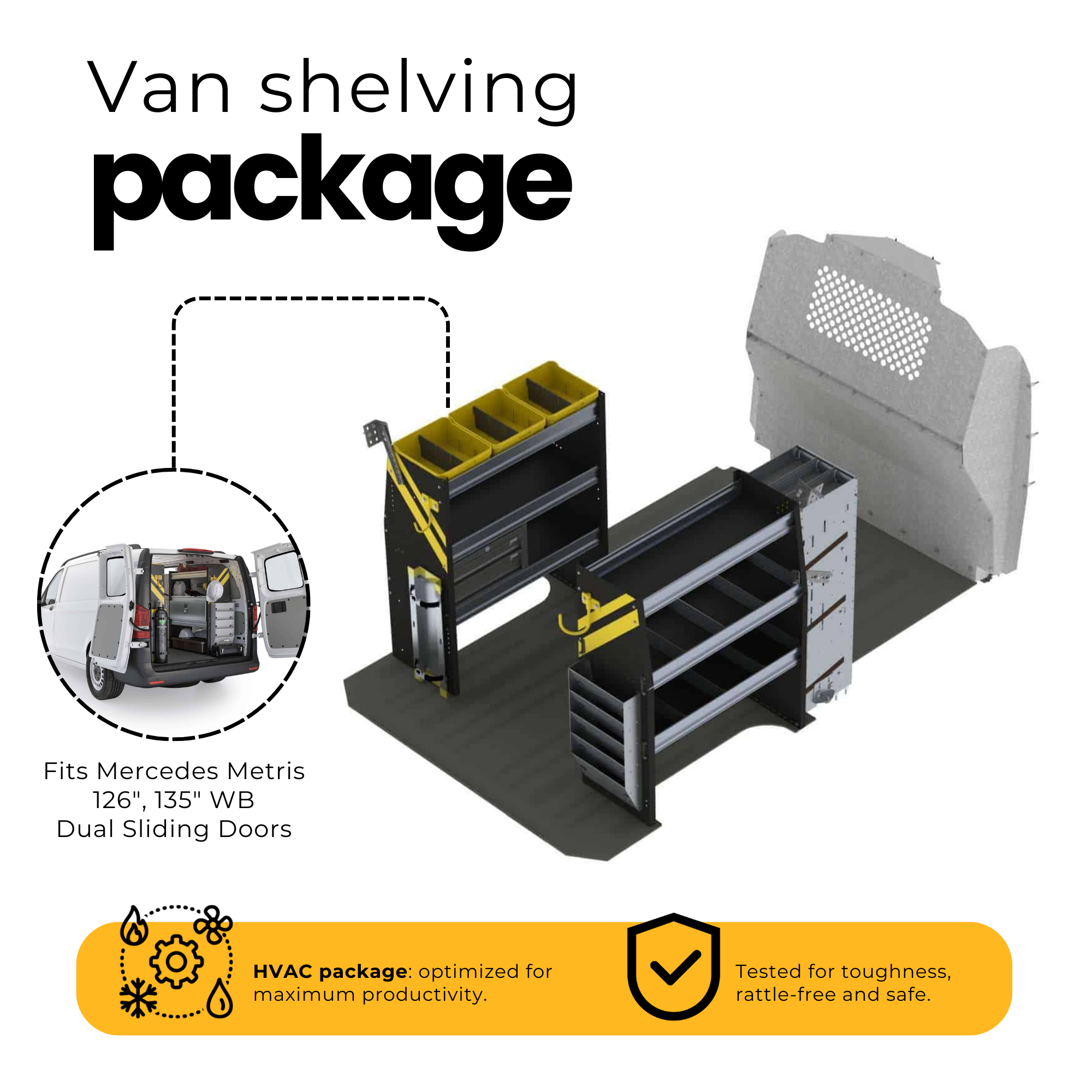 HVAC Van Shelving Package, Mercedes Metris All WB – MMR-12